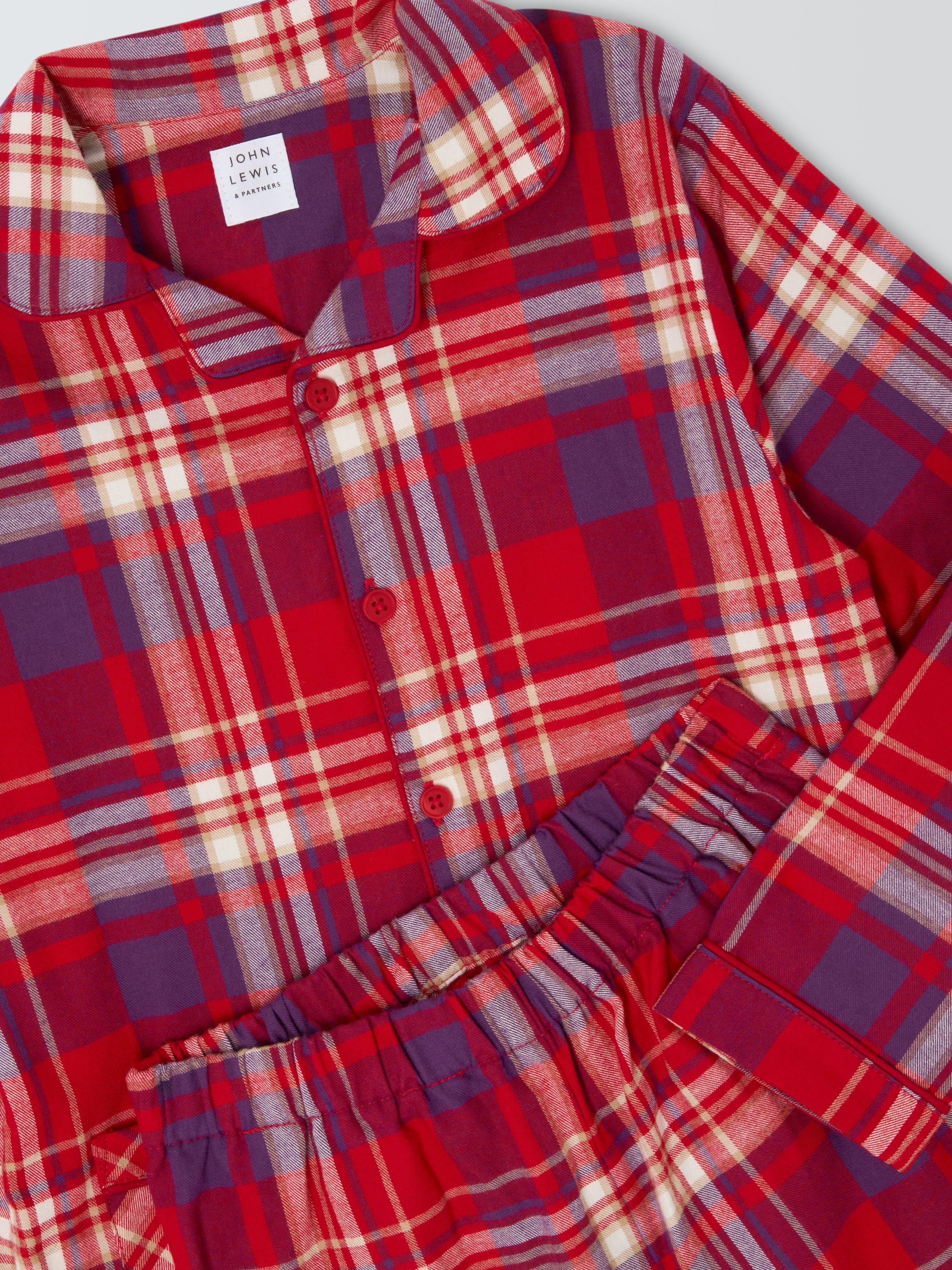 John Lewis Kids Family Christmas Check Pyjamas Red