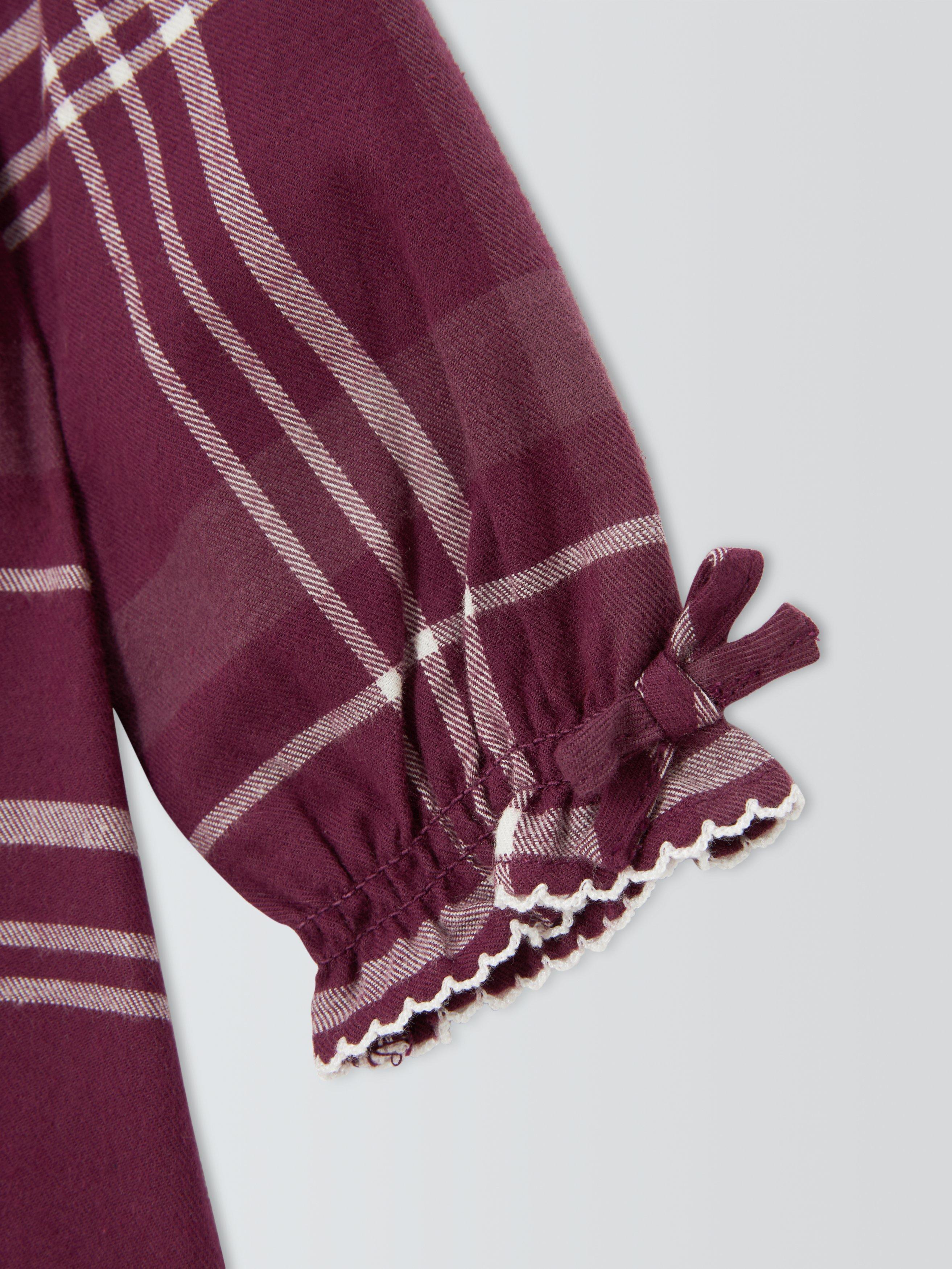 Product image 3 of 3, which shows John Lewis Heirloom Collection Baby Check Dress, Fig, 0-3 months