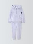 John Lewis Kids' Borg Hoodie and Trouser Set, Lilac