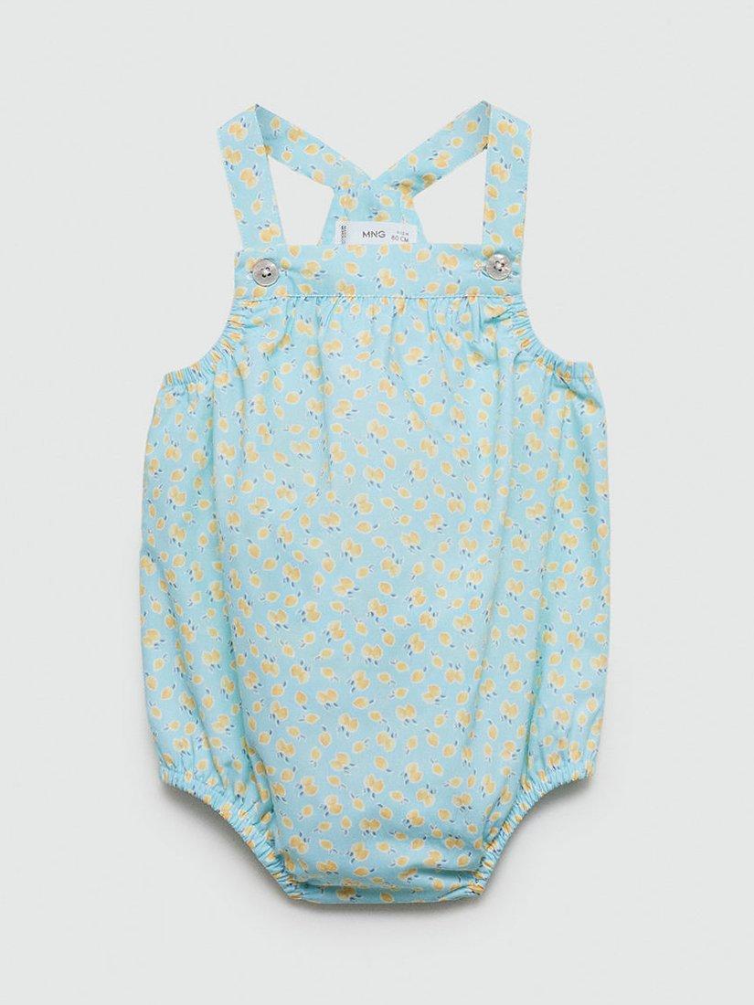 Mango Baby Cereza Cotton Bodysuit, Turquoise/Aqua