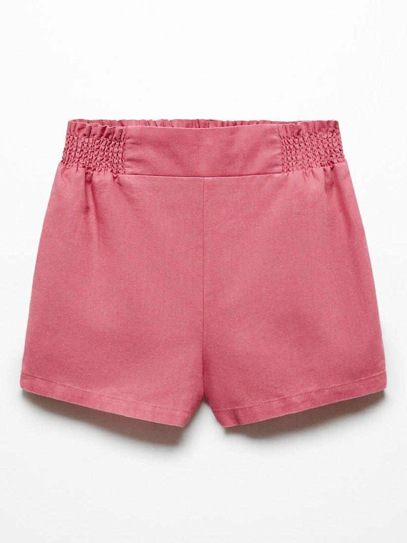 Mango Kids' Cotton Linen Blend Shorts, Red