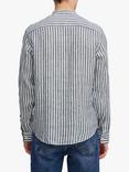 Casual Friday Anton Long Sleeve Striped Grandad Shirt, Navy/White