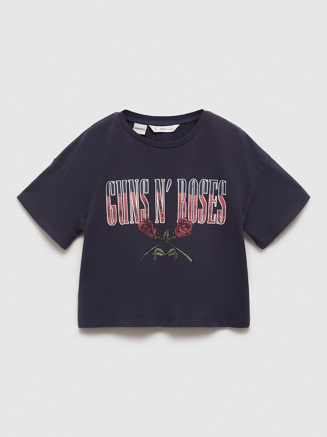 Mango Kids' Guns N' Roses Cotton T-Shirt, Navy