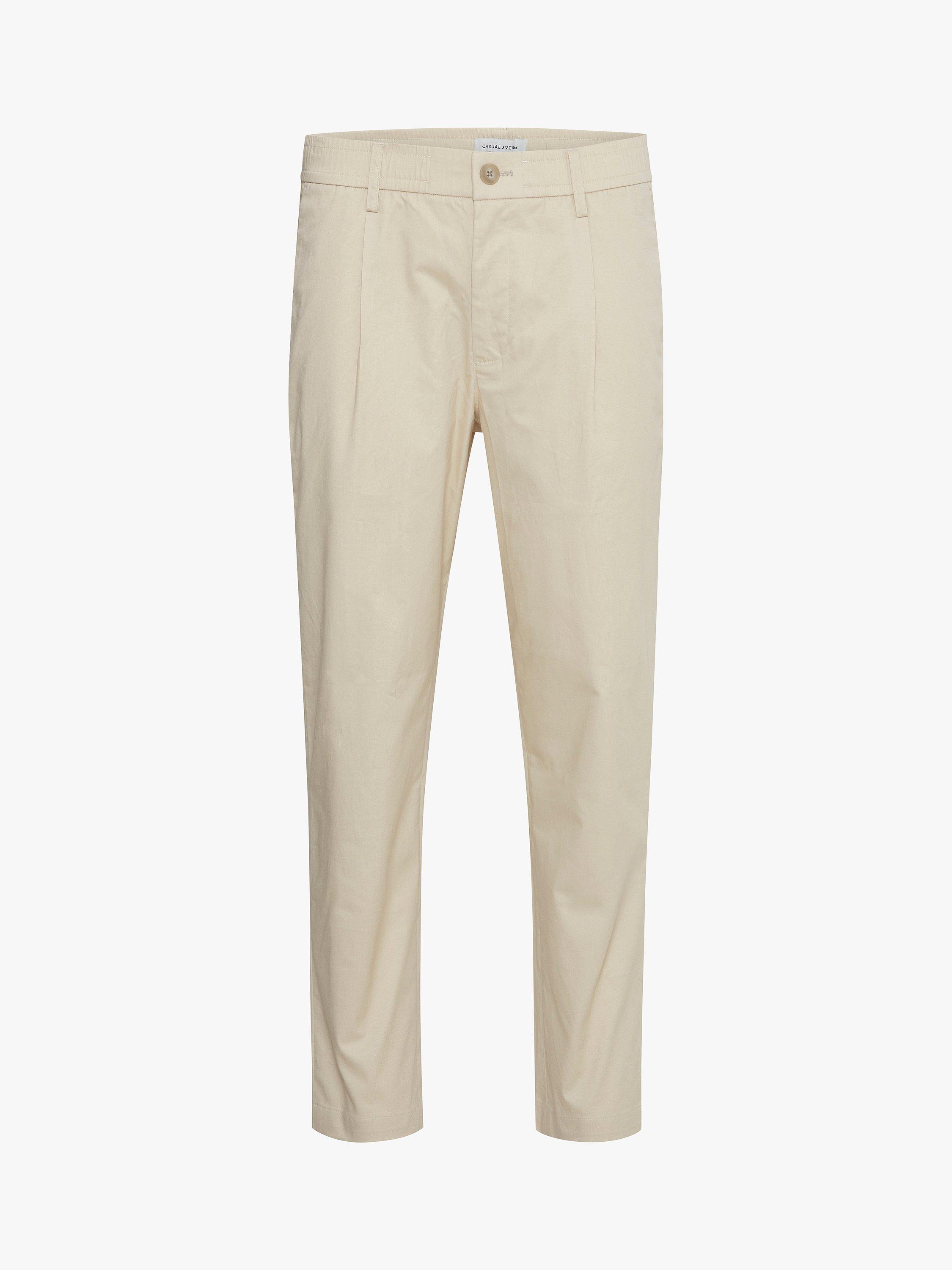 Product image 4 of 6, which shows Casual Friday Marc Relaxed Pleated Stretch Trousers, White Asparagus, 30R