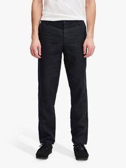 Casual Friday Pandrup Regular Fit Linen Trousers, Black Beauty