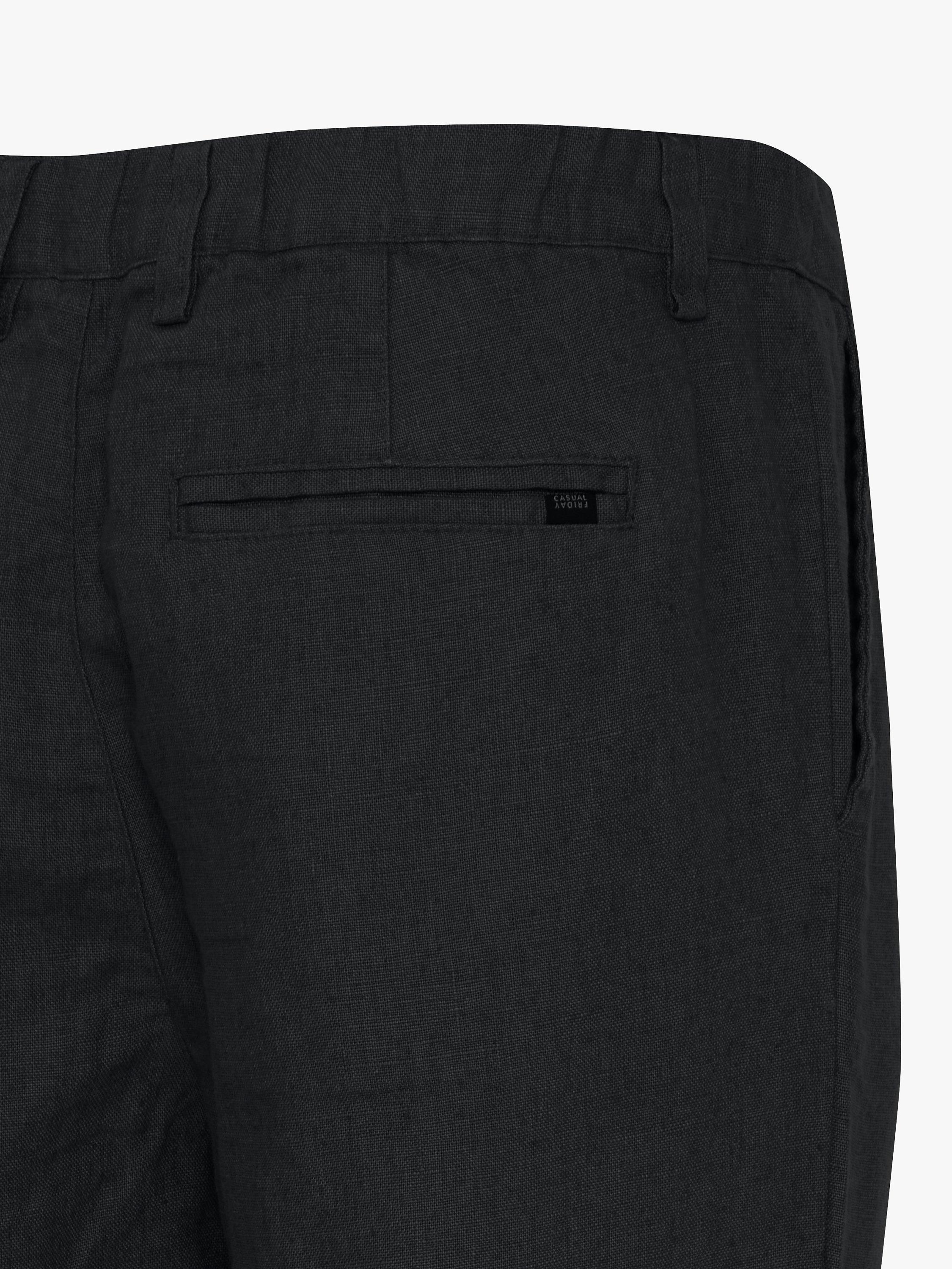 Casual Friday Pandrup Regular Fit Linen Trousers, Black, 28R