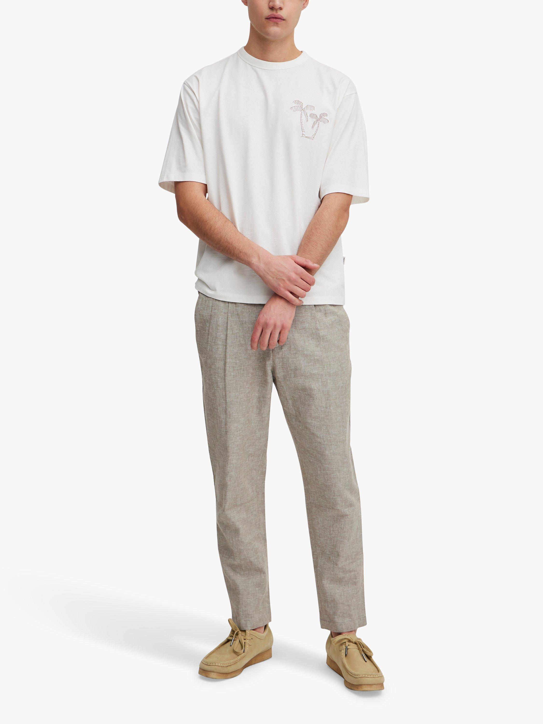 Casual Friday Marc Relaxed Fit Pleated Linen Trousers, Melange, 30R