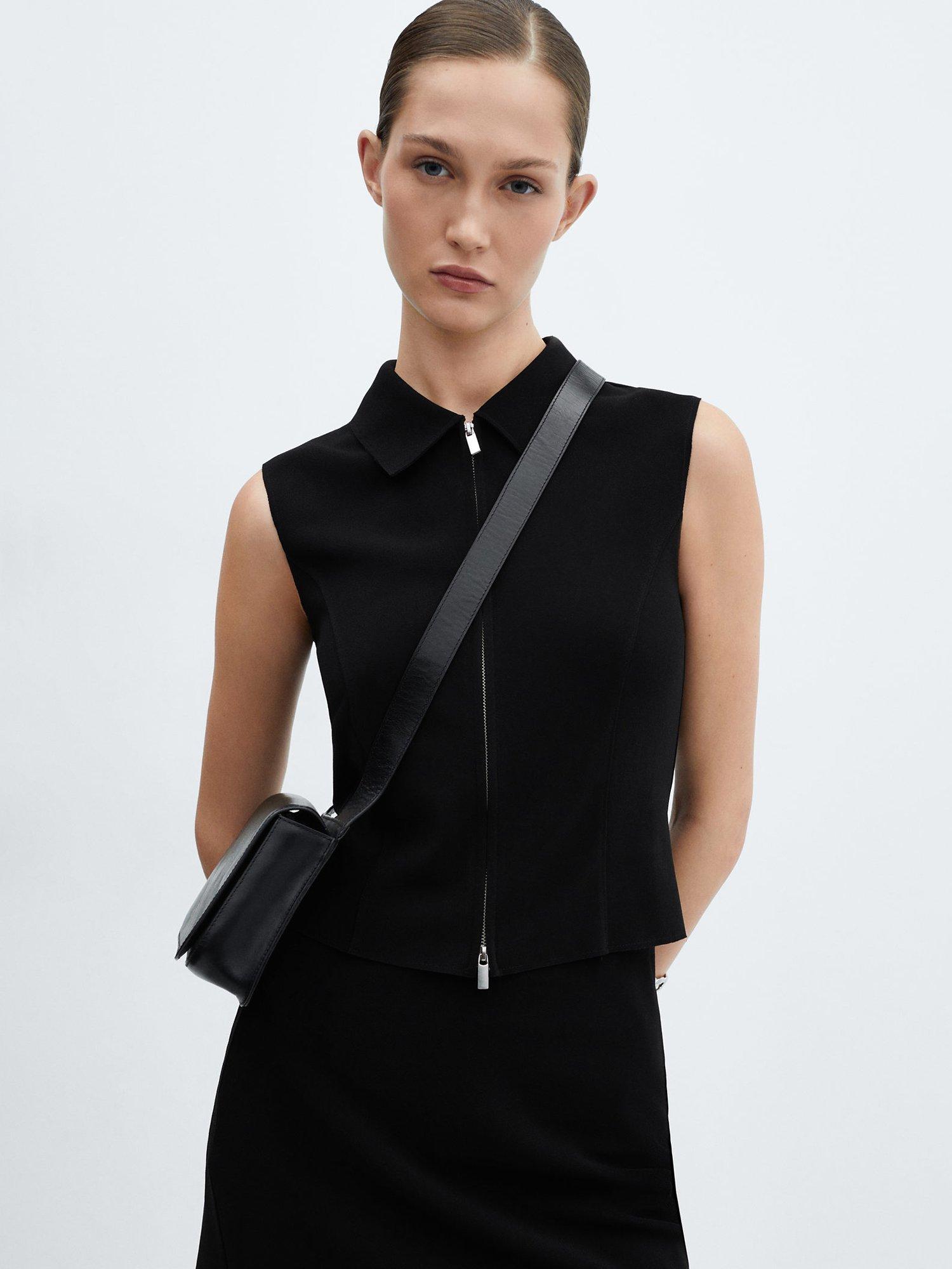 Mango Mazip Crop Top, Black
