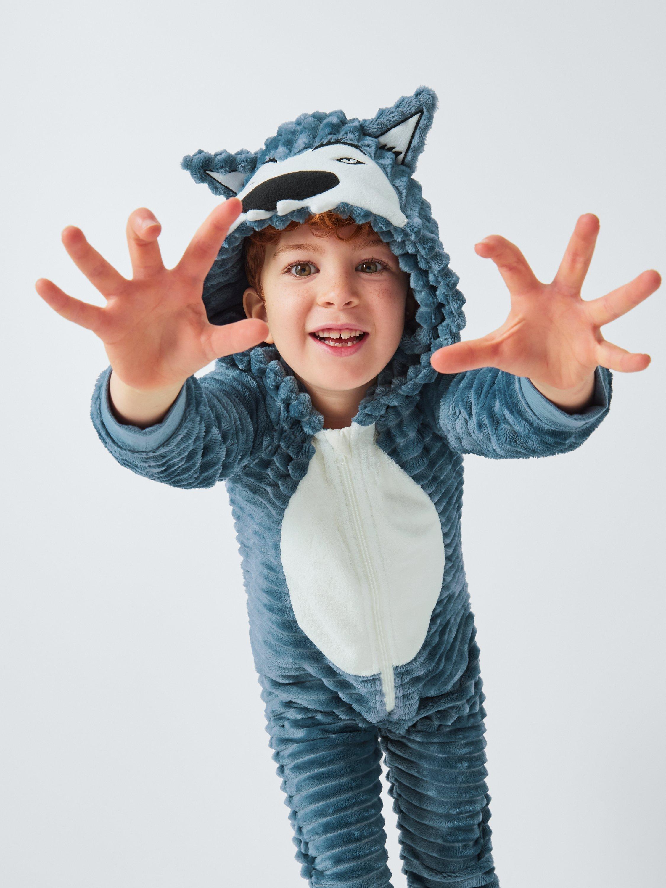 John Lewis Kids Werewolf Ribbed Onesie Blue