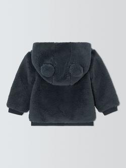 John Lewis Baby Borg Zip Down Hoodie - view 2, Navy