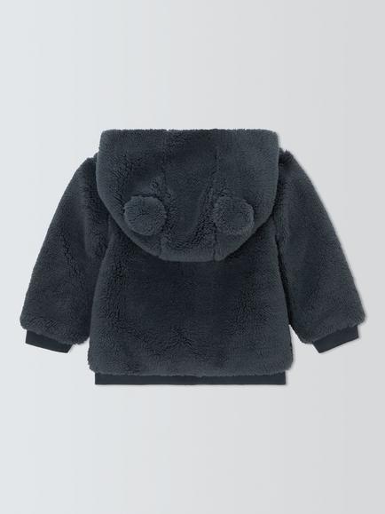John Lewis Baby Borg Zip Down Hoodie - view 2, Navy