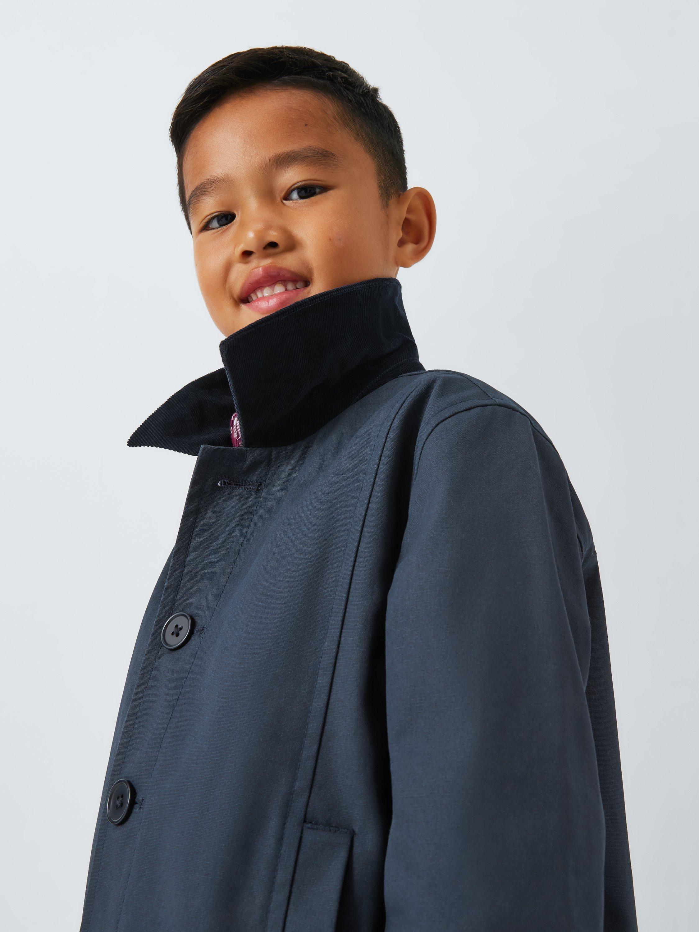 Product image 4 of 8, which shows John Lewis Heirloom Collection Kids' Waxed Cotton Coat, Navy, 3 years