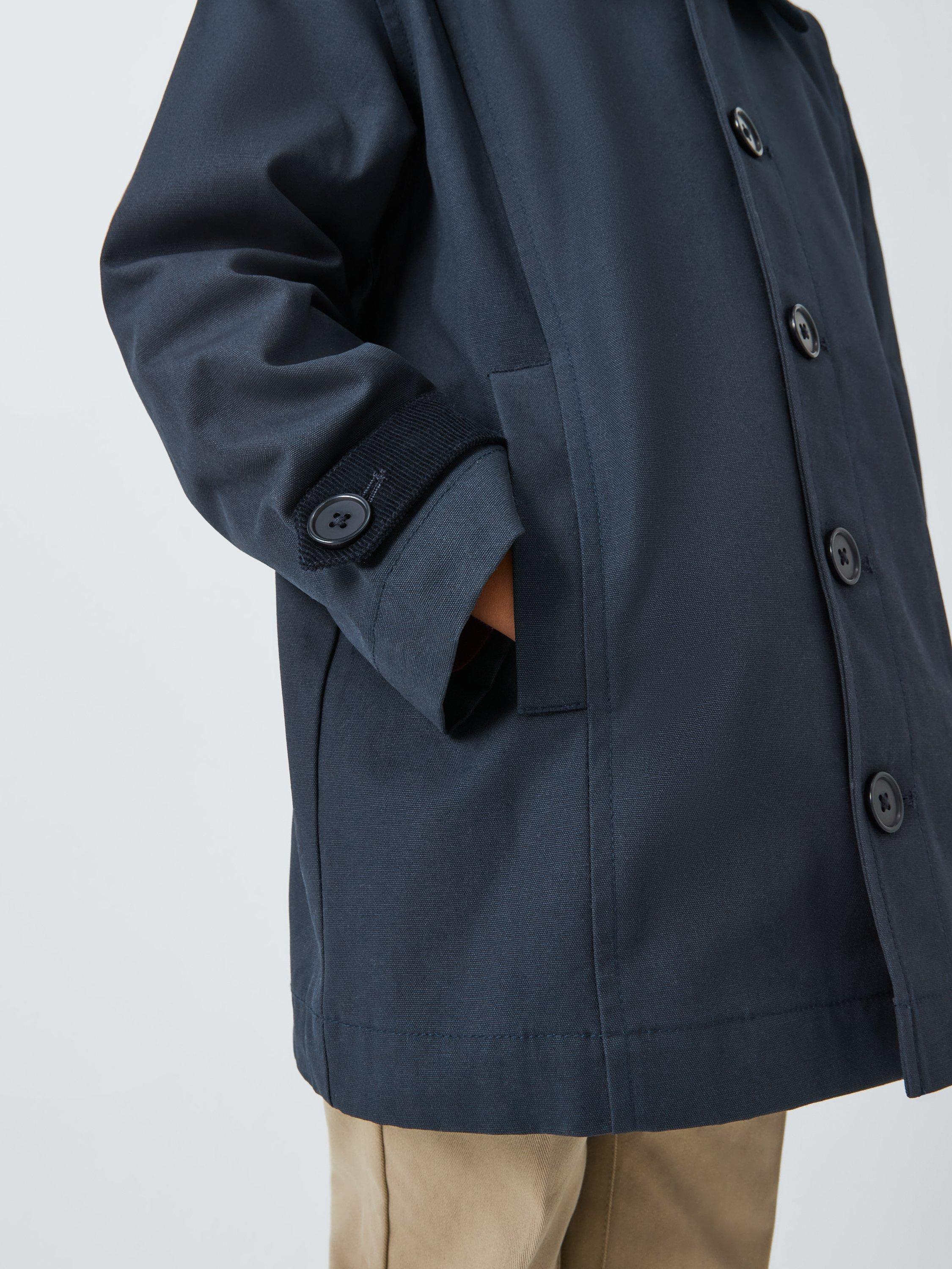 Product image 6 of 8, which shows John Lewis Heirloom Collection Kids' Waxed Cotton Coat, Navy, 3 years