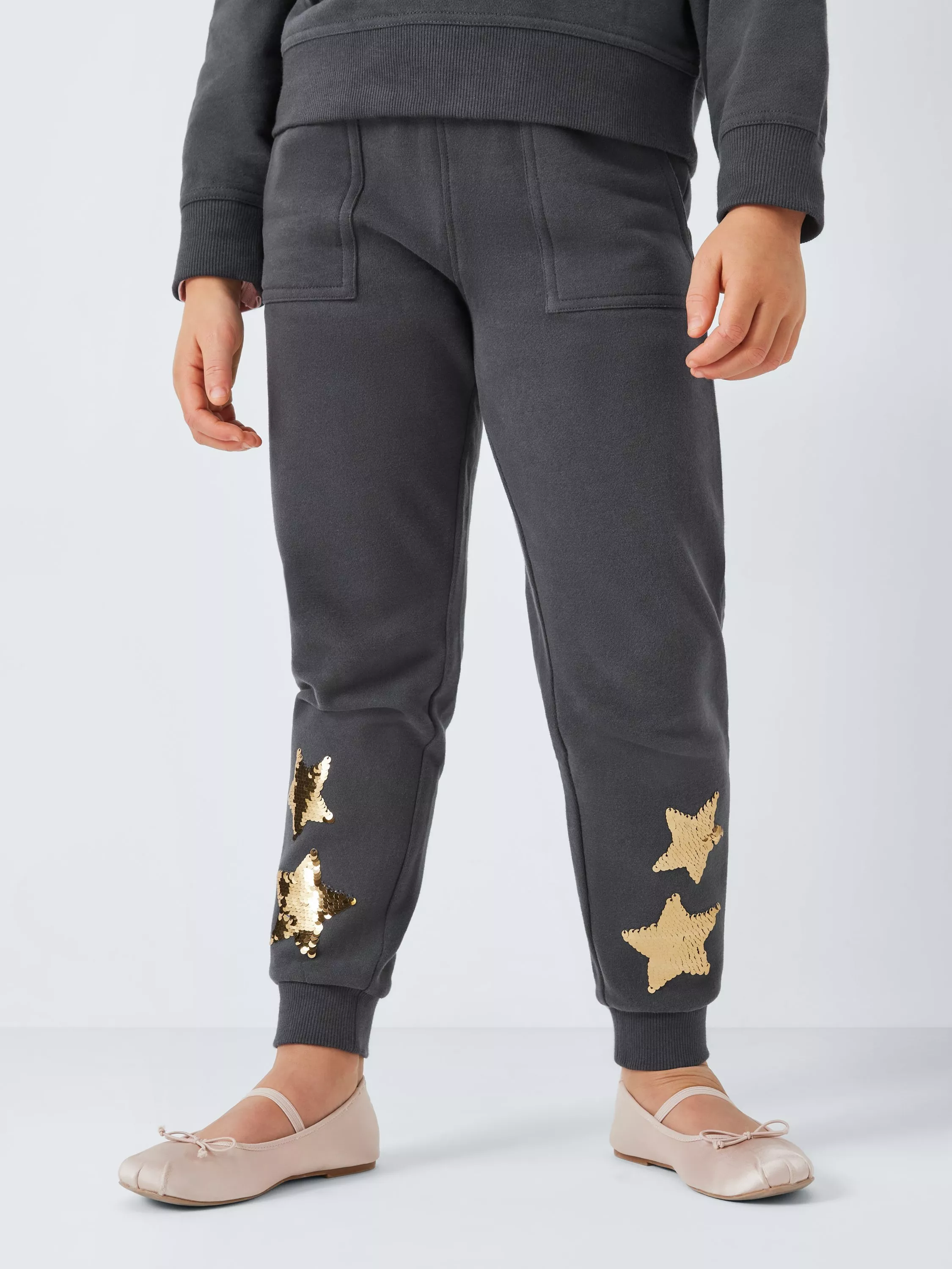 John Lewis Kids Sequin Stars Joggers Black