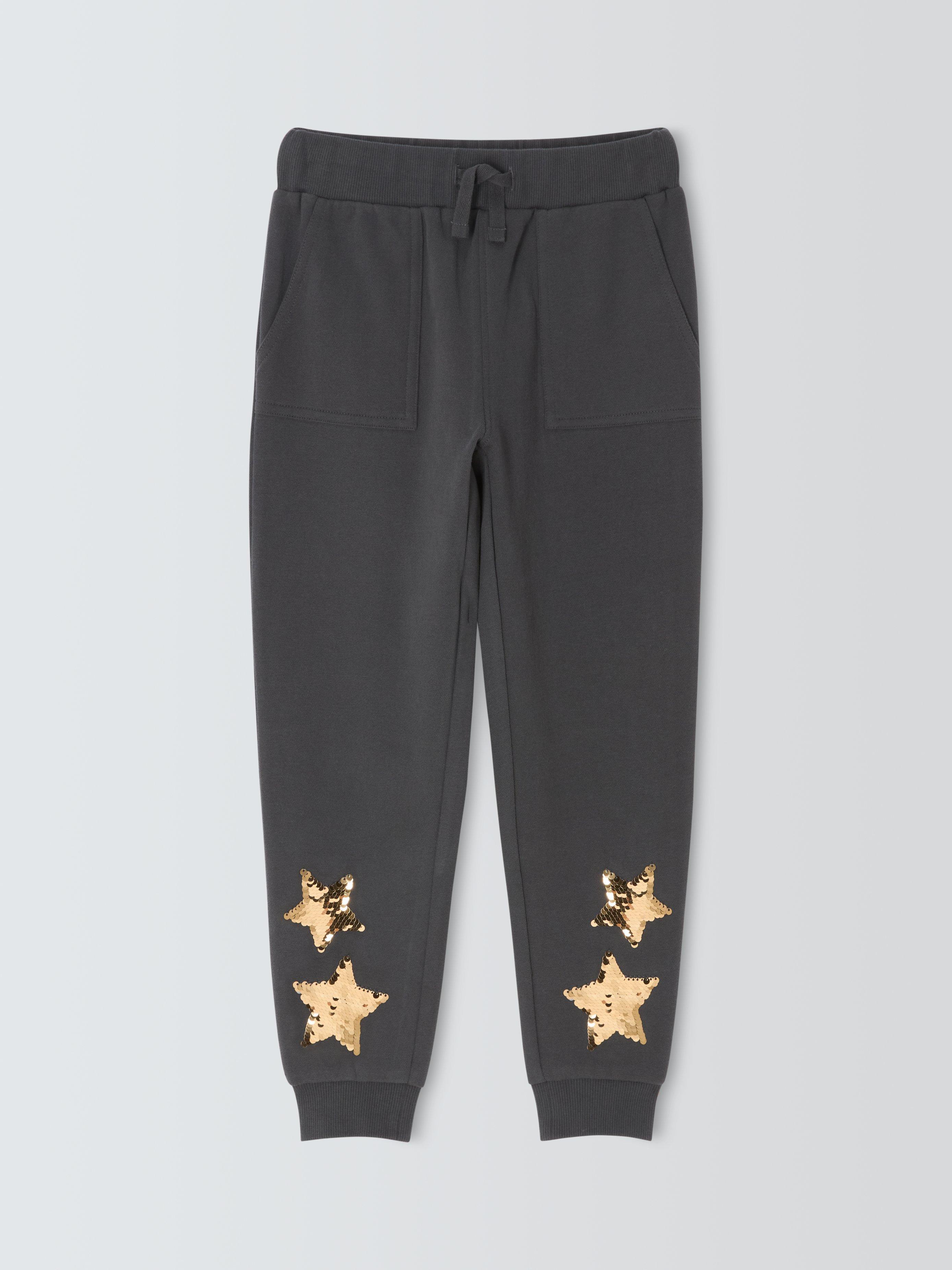 Product image 3 of 7, which shows John Lewis Kids' Sequin Stars Joggers, Black, 4 years