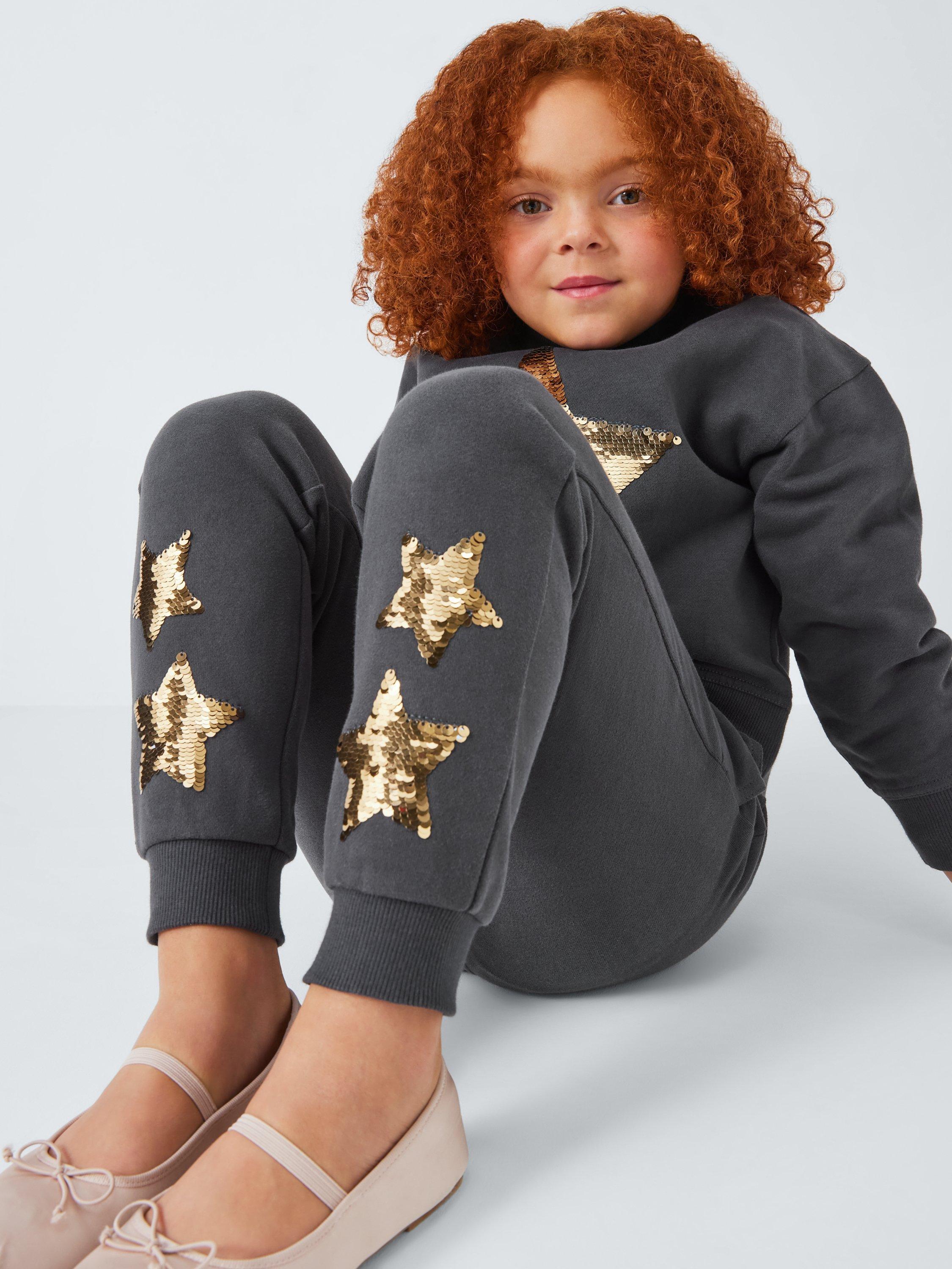 Product image 5 of 7, which shows John Lewis Kids' Sequin Stars Joggers, Black, 4 years