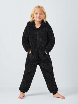 John Lewis Kids' Sparkle Cat Onesie, Black, Black
