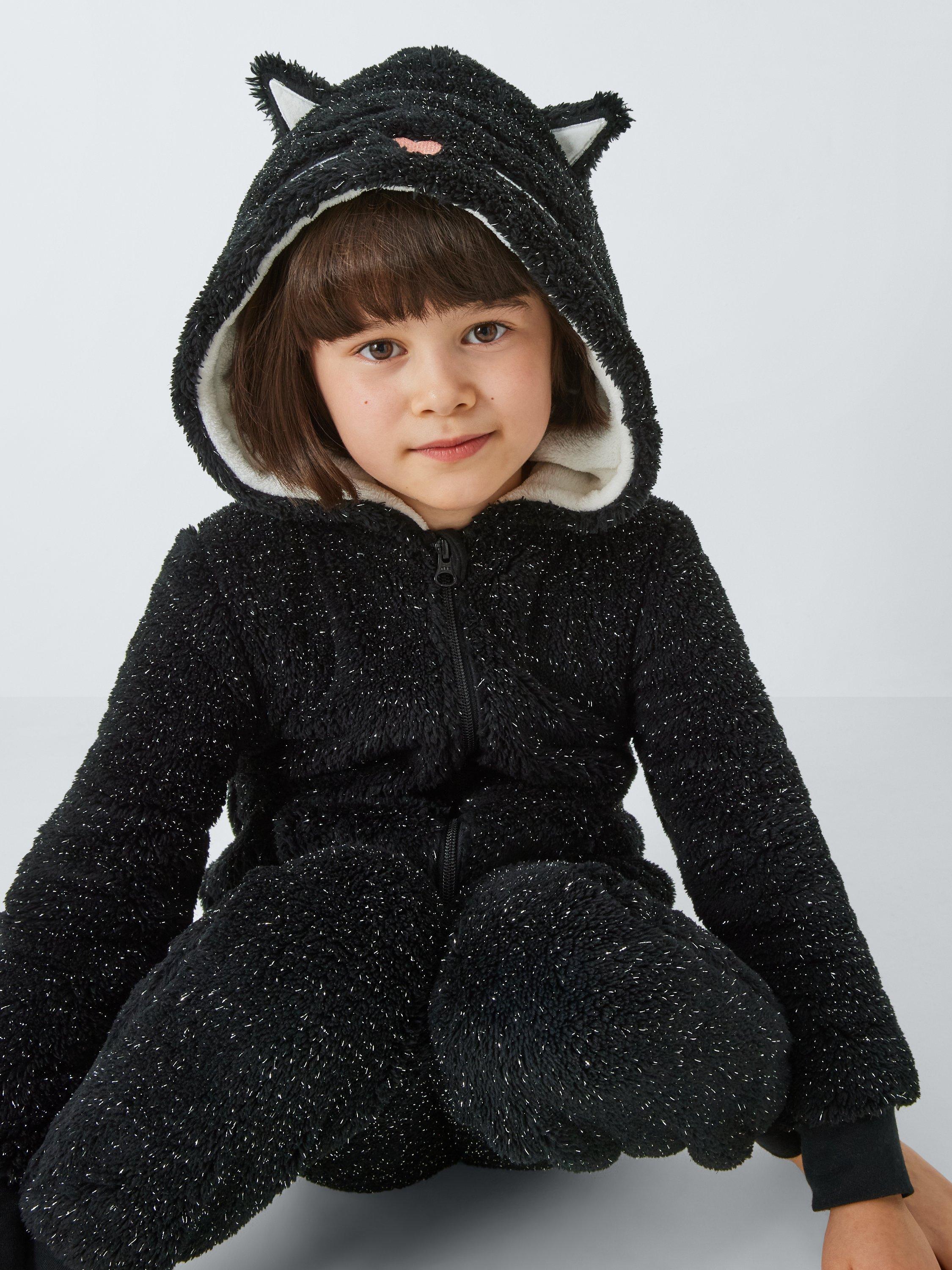 John Lewis Kids Sparkle Cat Onesie Black