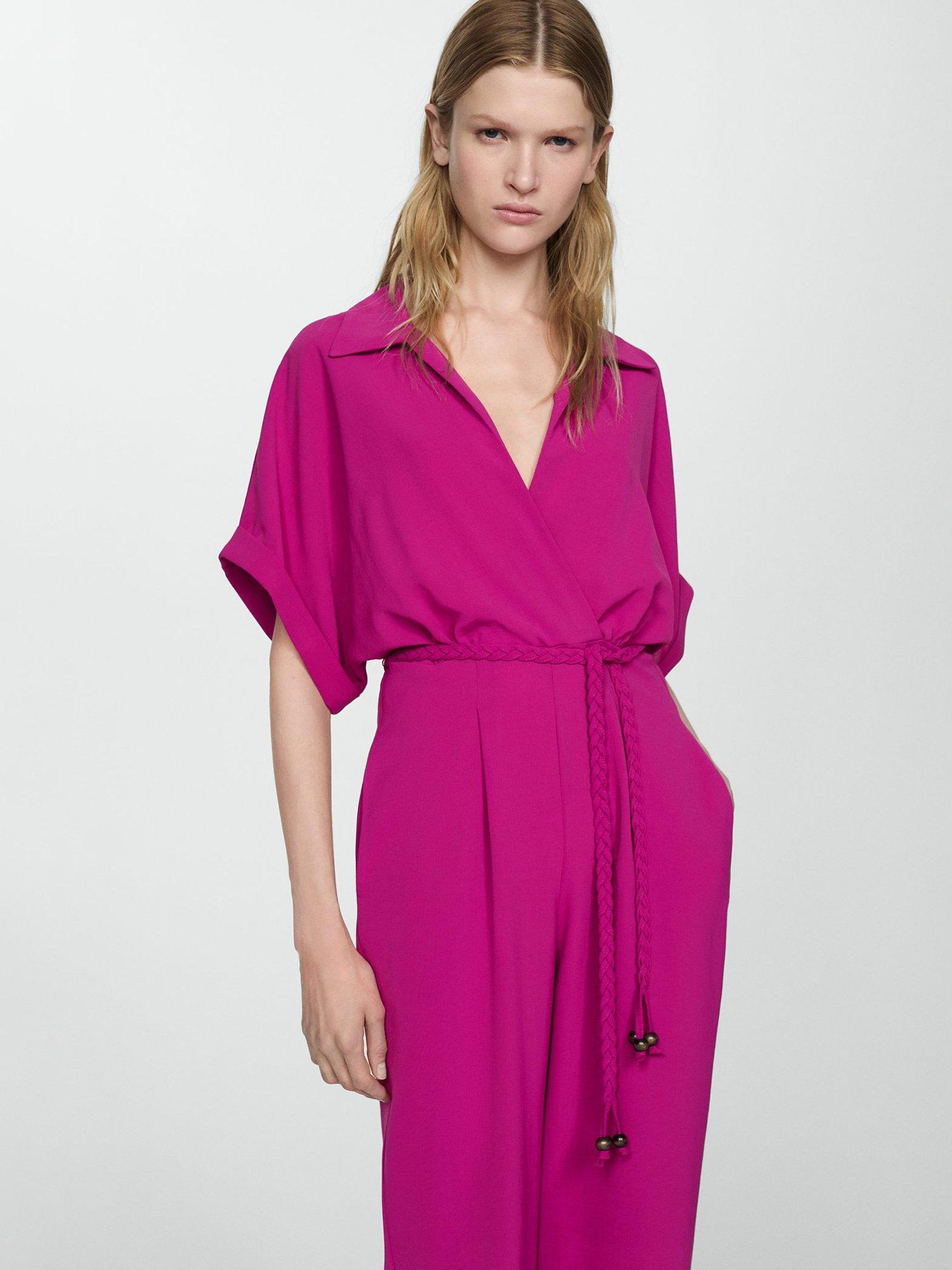 Mango Belice Bow Jumpsuit, Medium Purple