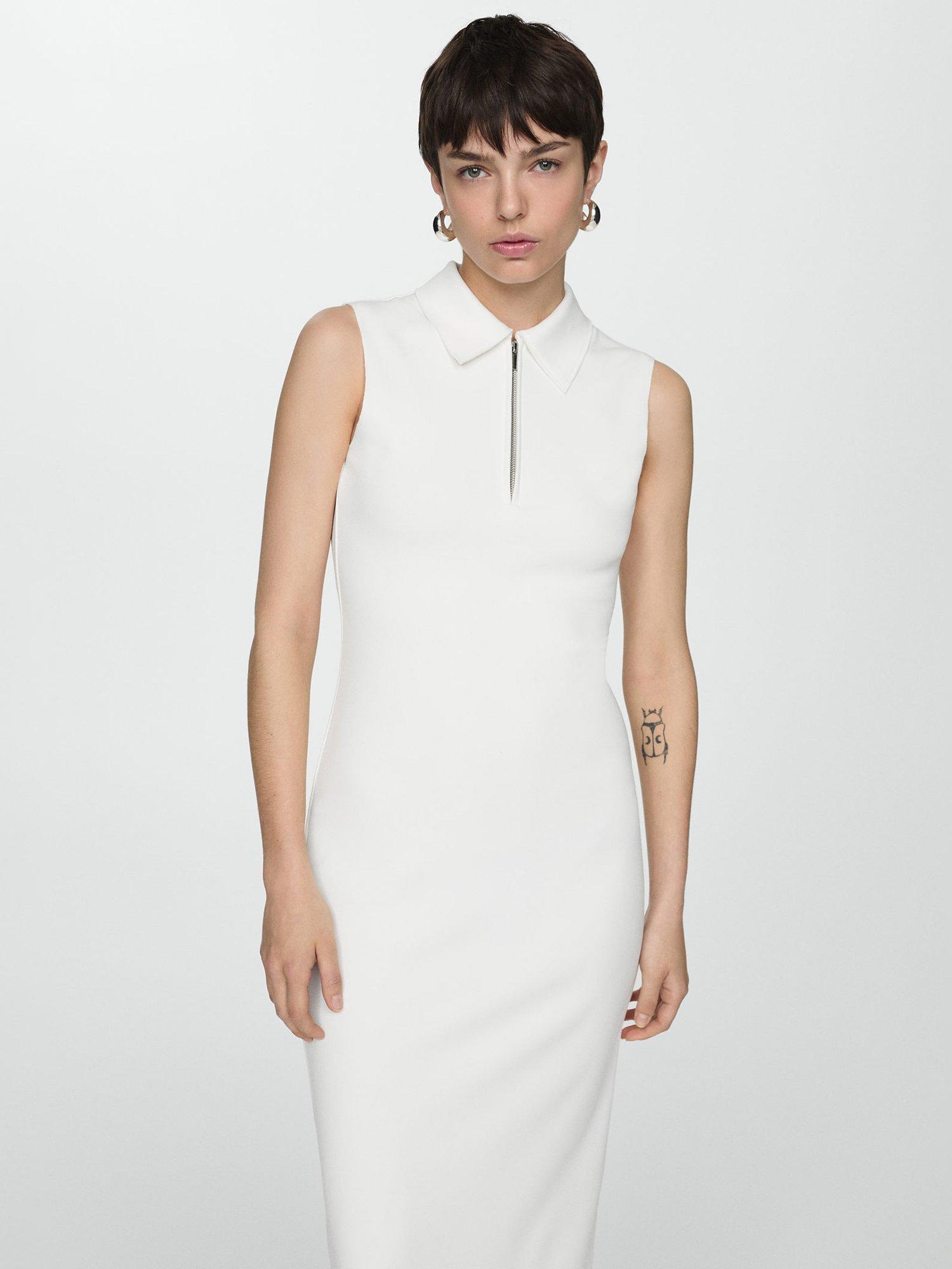 Mango Mazip Polo Dress, White