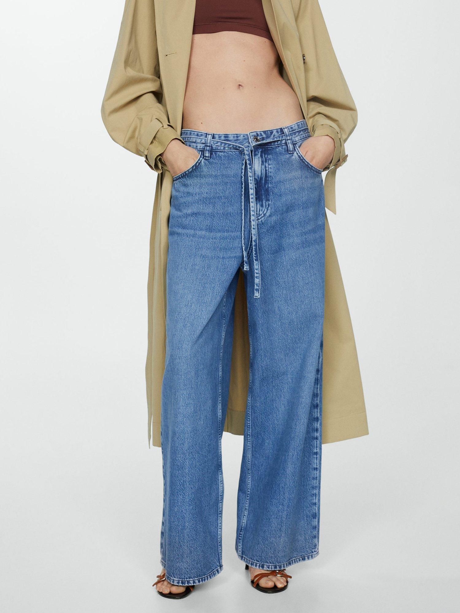 Mango Lucia Wide Leg Jeans, Open Blue