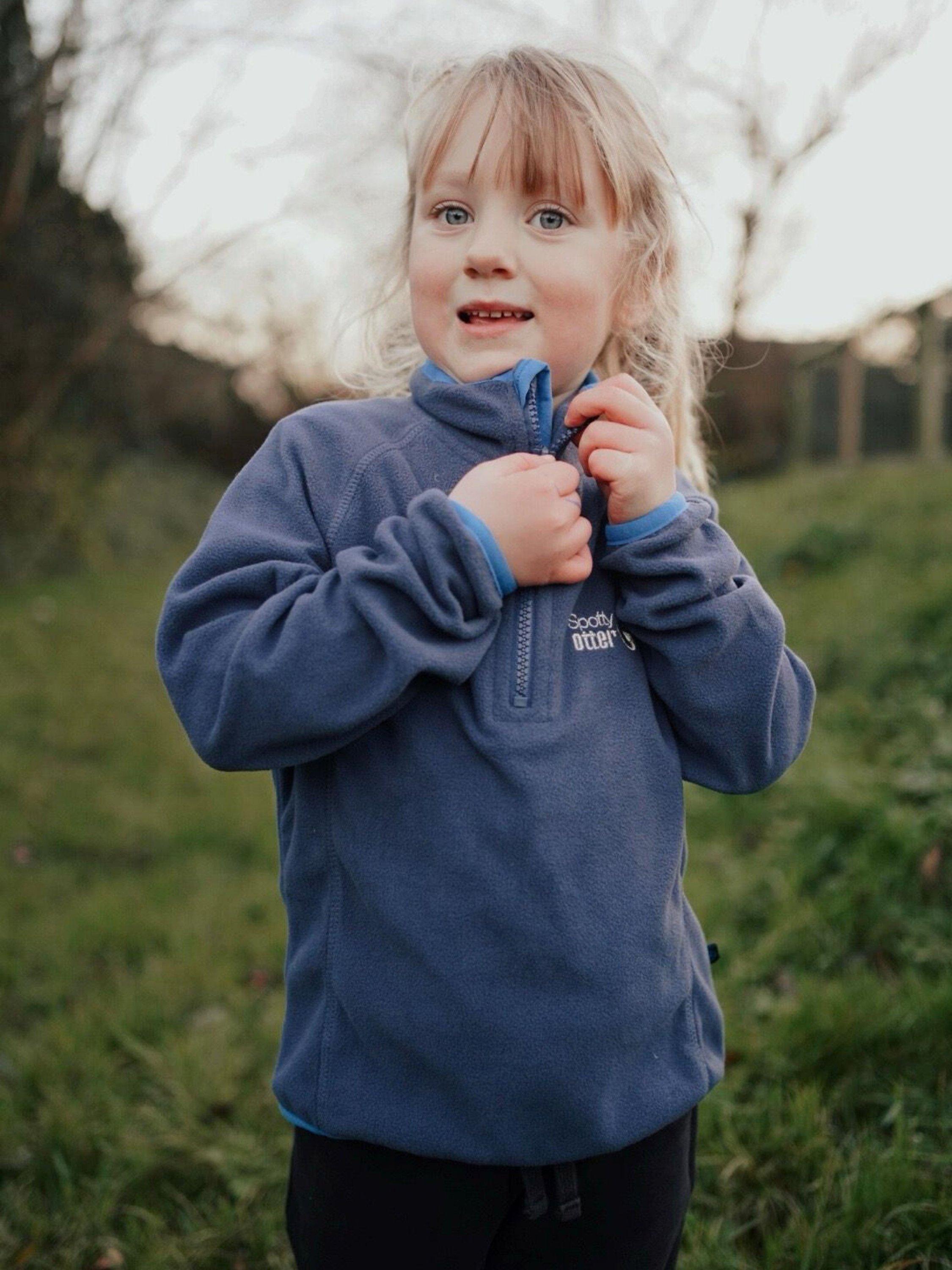 Product image 2 of 2, which shows Spotty Otter Kids' Cosy Cub Micro Zip Fleece, Navy, 3-4 years