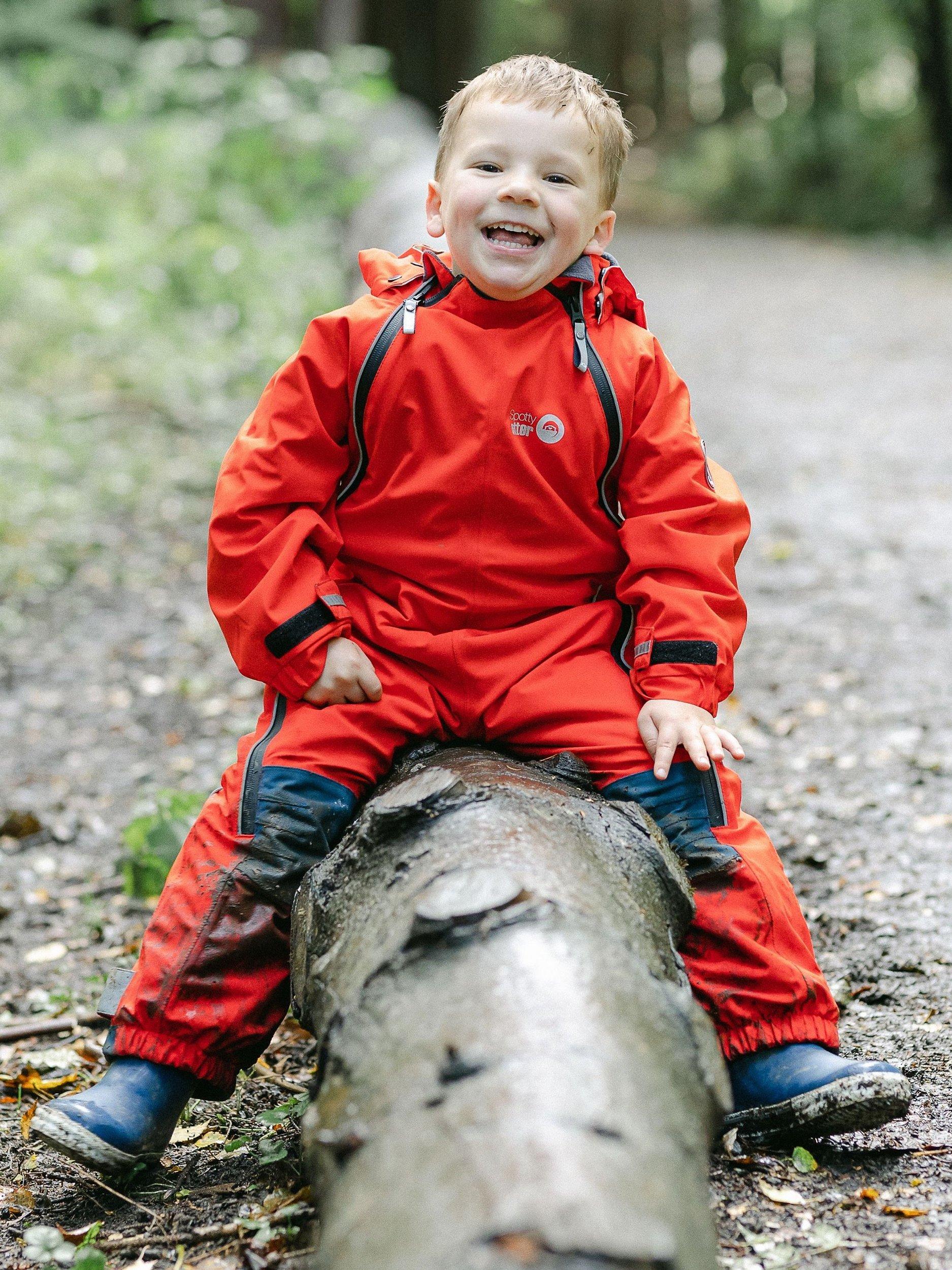 Product image 7 of 7, which shows Spotty Otter Kids' Adventure Waterproof Splashsuit, Red, 6-12 months