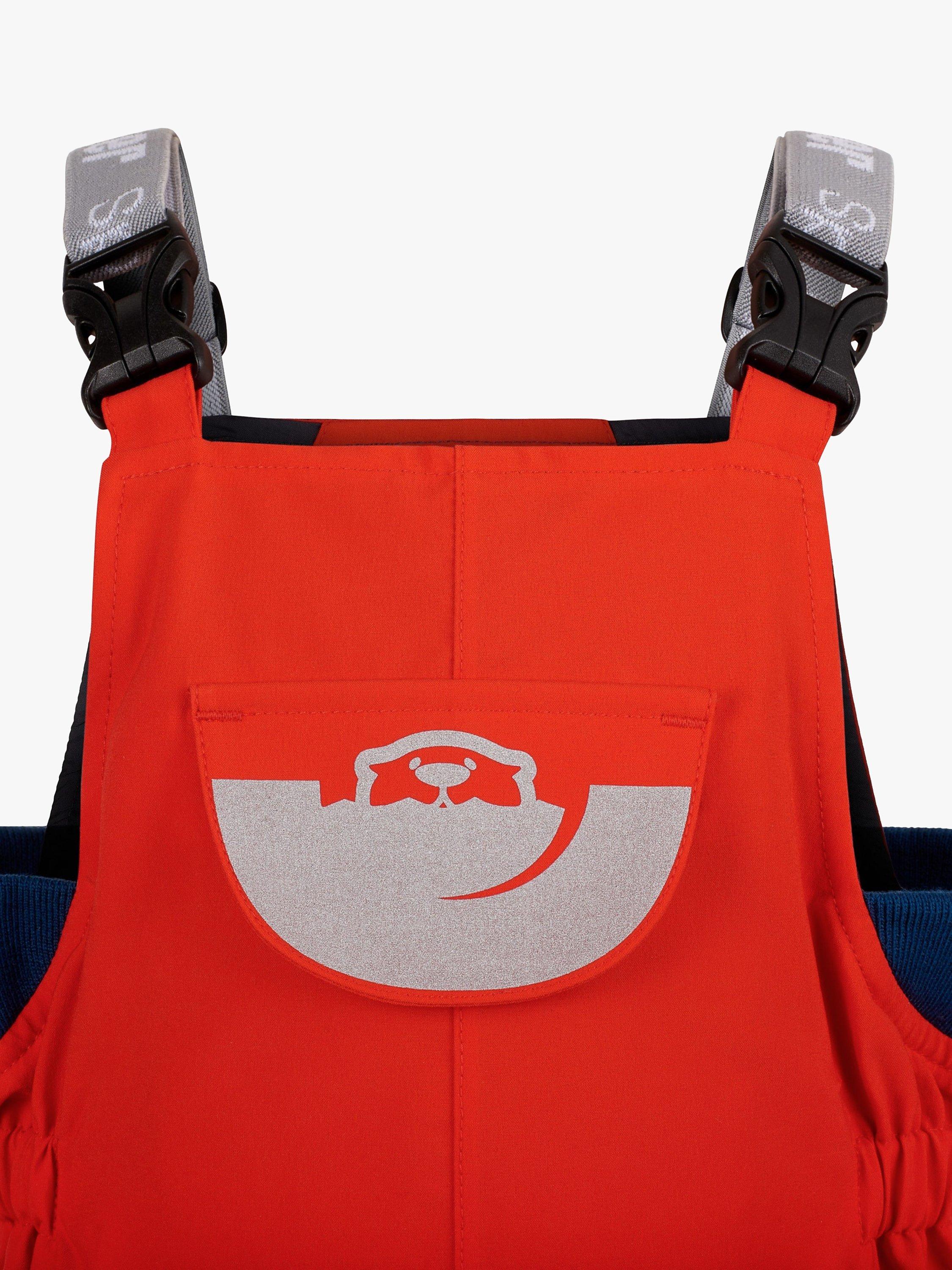 Product image 3 of 4, which shows Spotty Otter Kids' Adventure Waterproof Dungarees, Fiery Red, 1-2 years