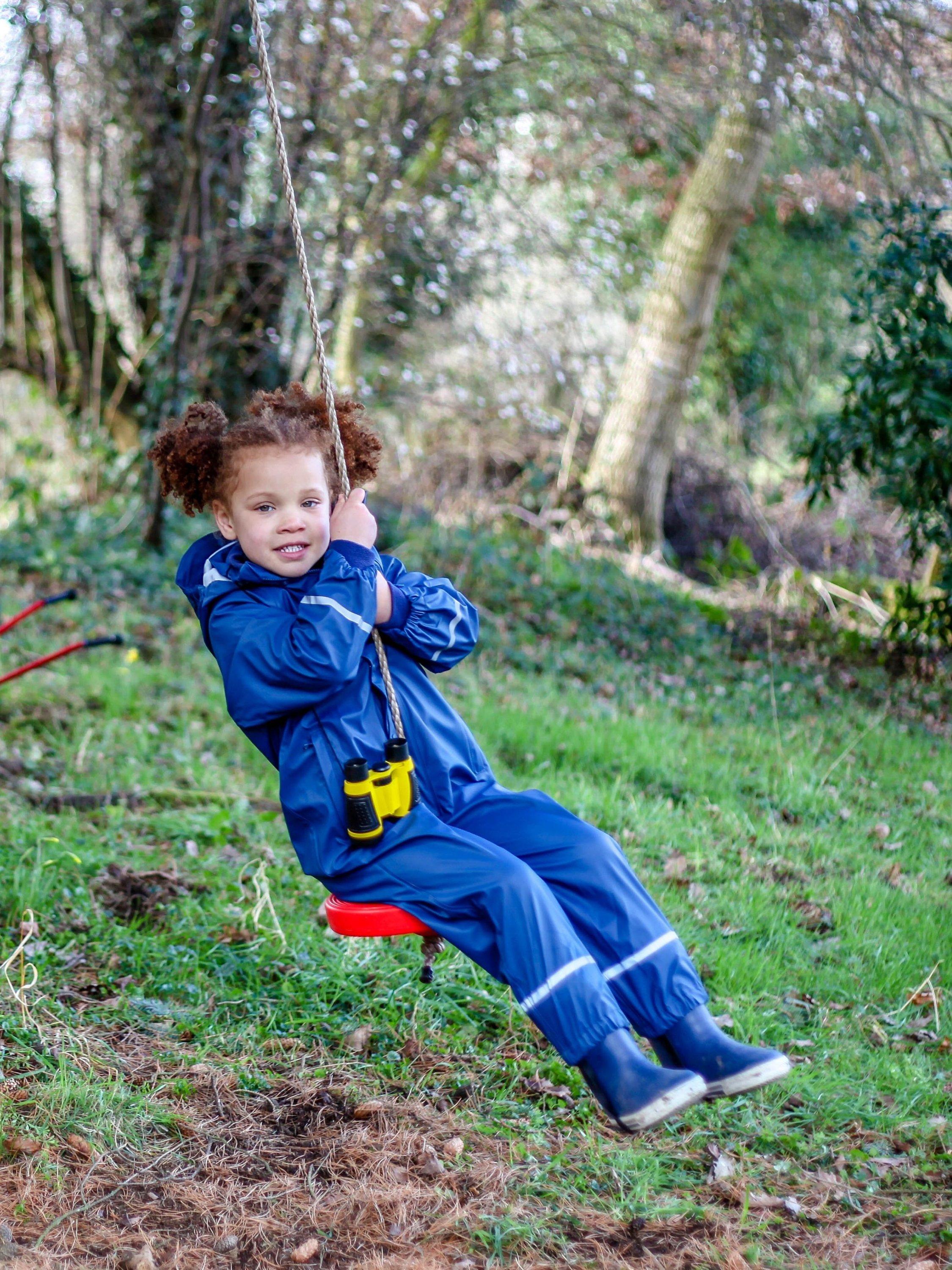 Product image 6 of 6, which shows Spotty Otter Kids' Forest Ranger Waterproof Splashsuit, Navy, 1-2 years