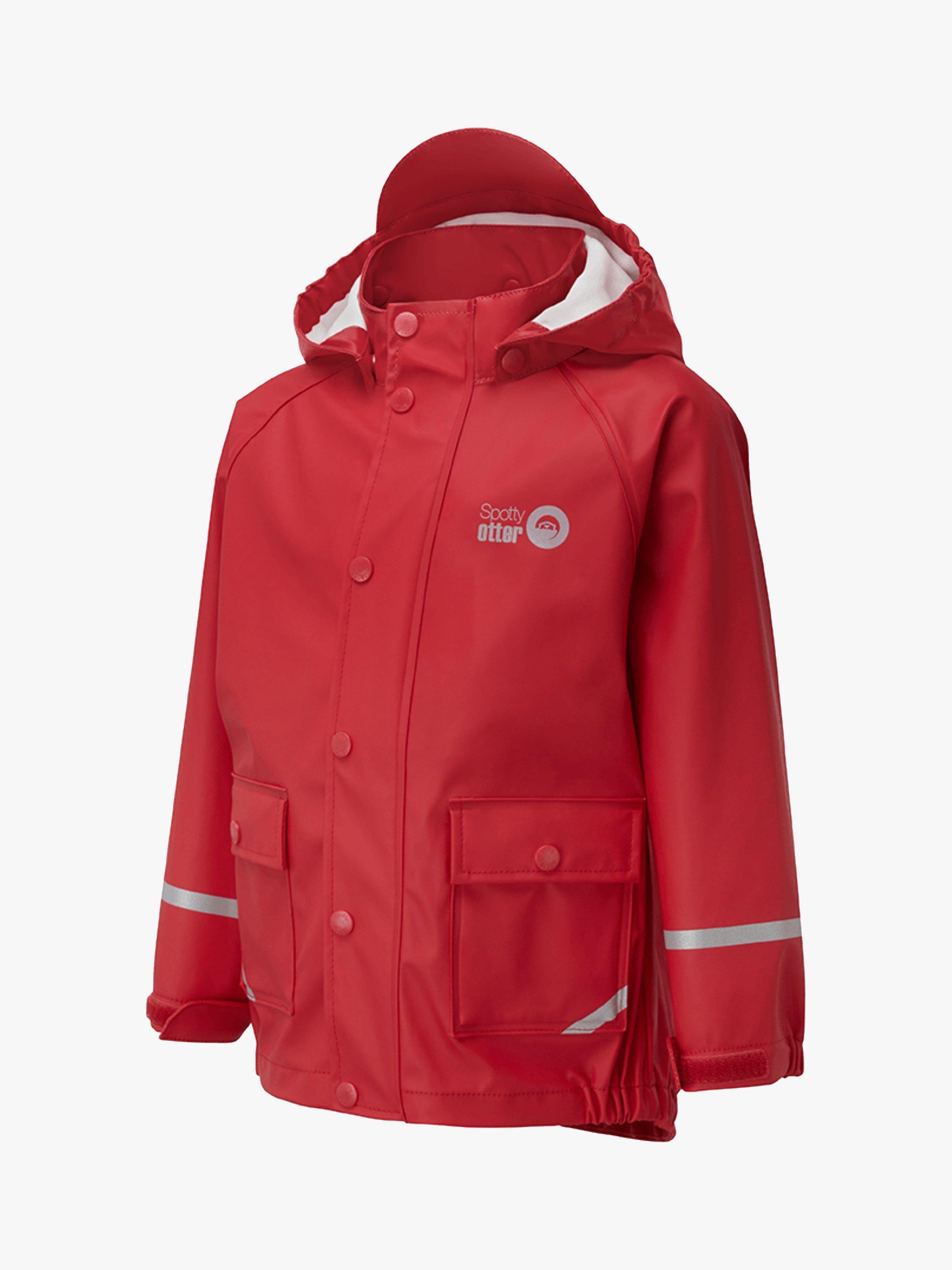 Product image 1 of 2, which shows Spotty Otter Kids' Forest Ranger Waterproof Jacket, Red, 1-2 years