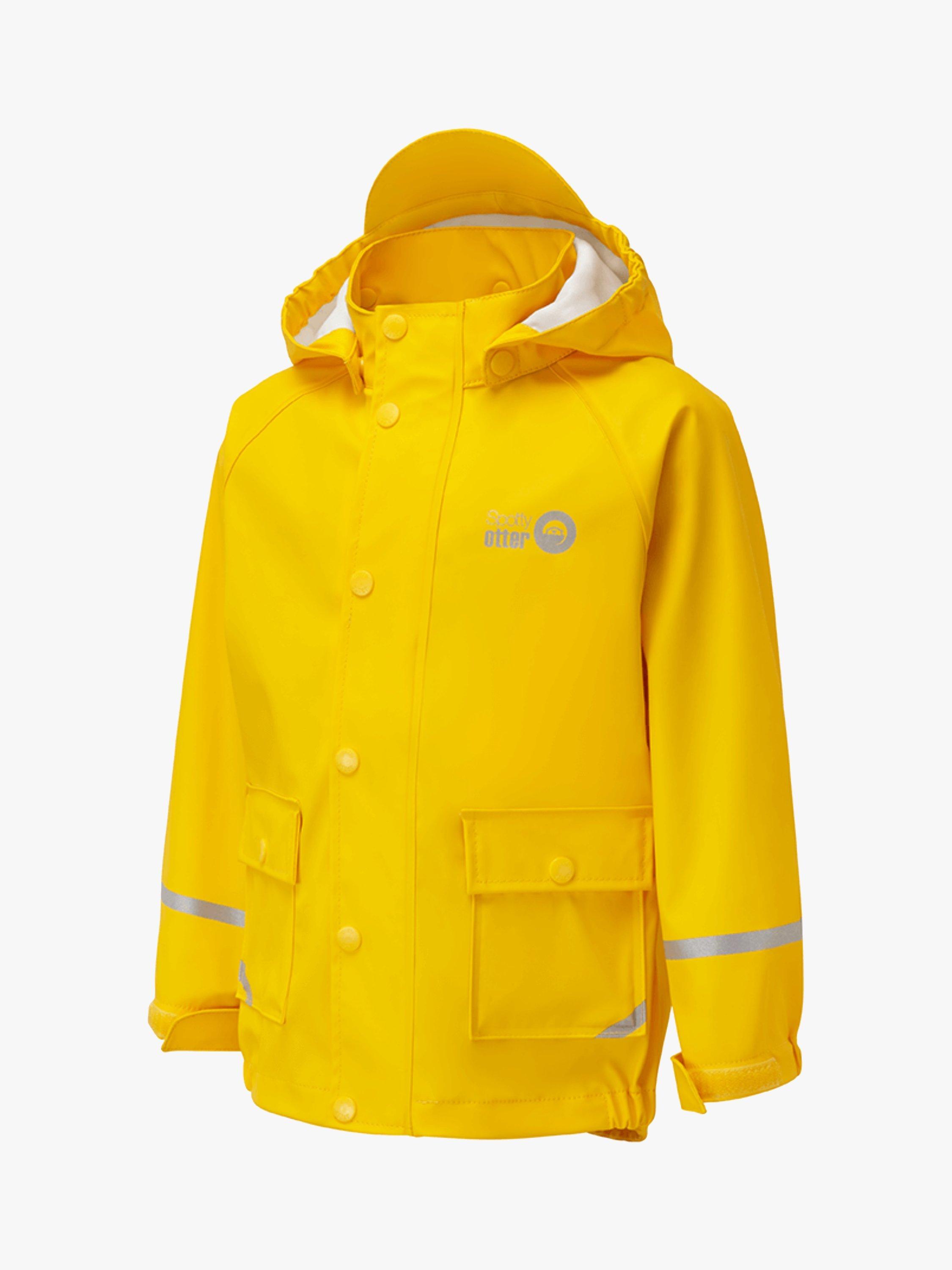 Product image 1 of 2, which shows Spotty Otter Kids' Forest Ranger Waterproof Jacket, Yellow, 1-2 years
