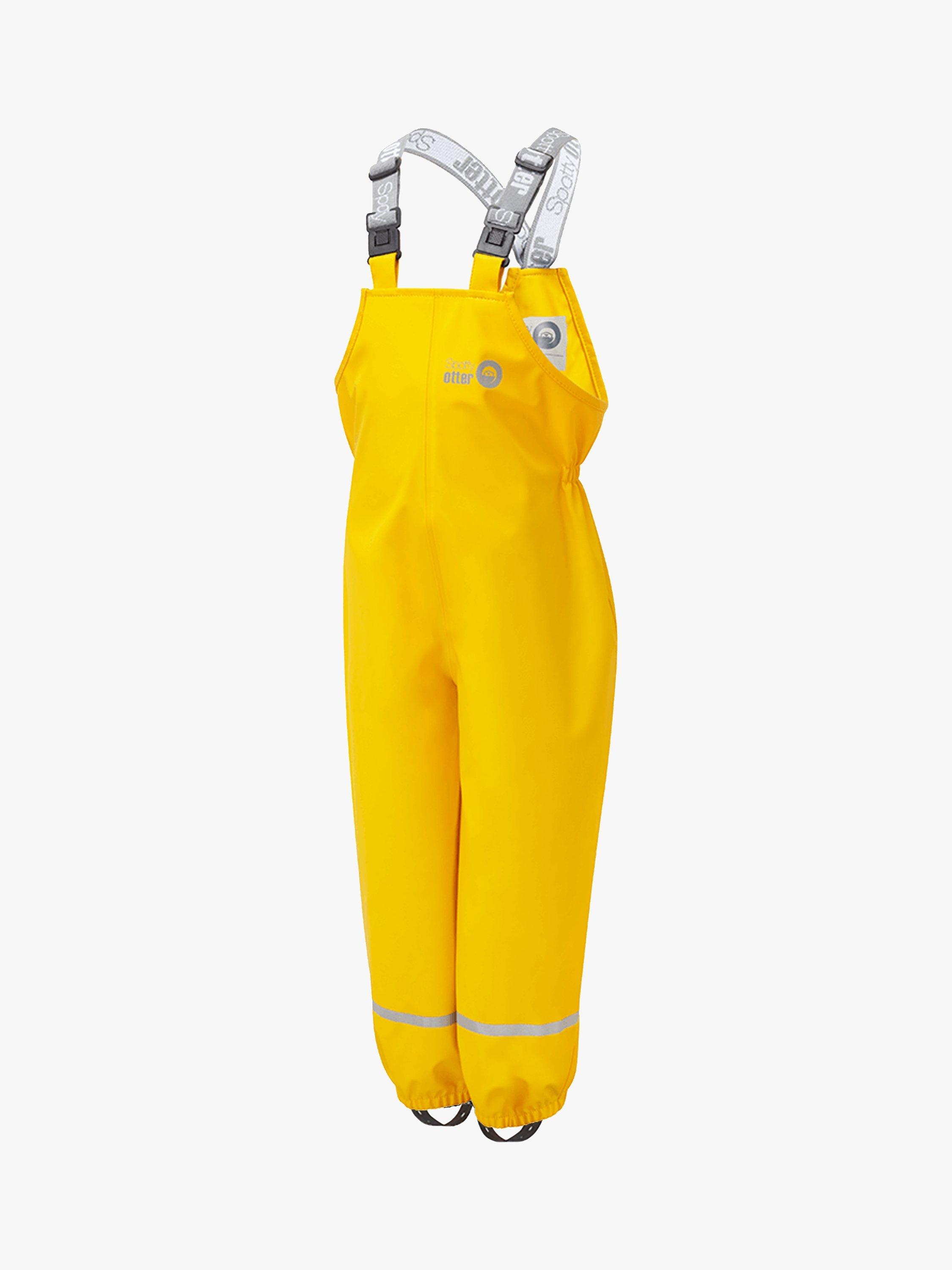 Product image 1 of 3, which shows Spotty Otter Kids' Forest Ranger Waterproof Dungarees, Yellow, 1-2 years