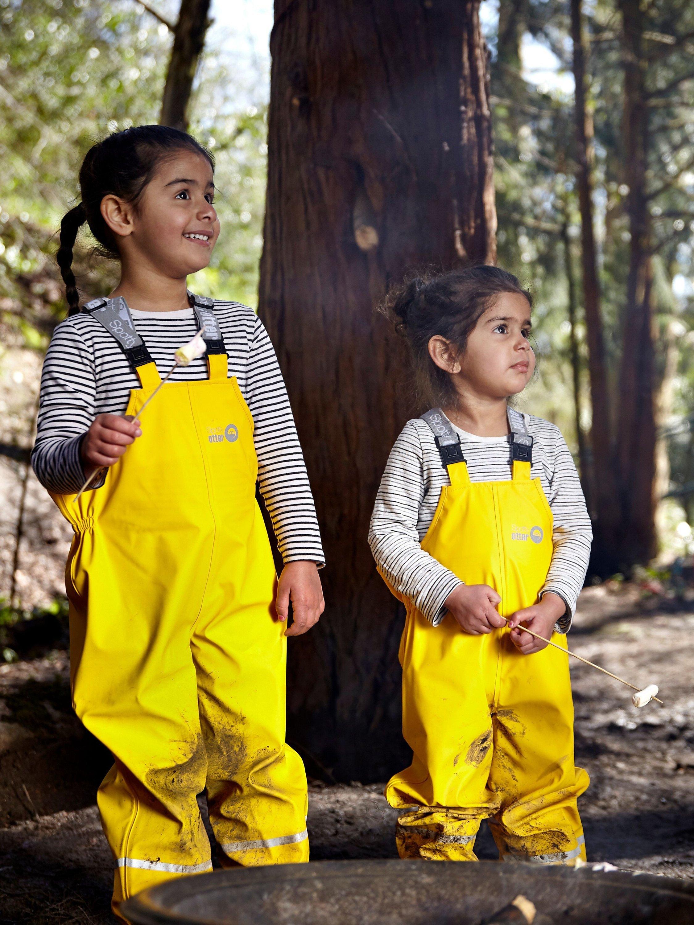 Product image 2 of 3, which shows Spotty Otter Kids' Forest Ranger Waterproof Dungarees, Yellow, 1-2 years