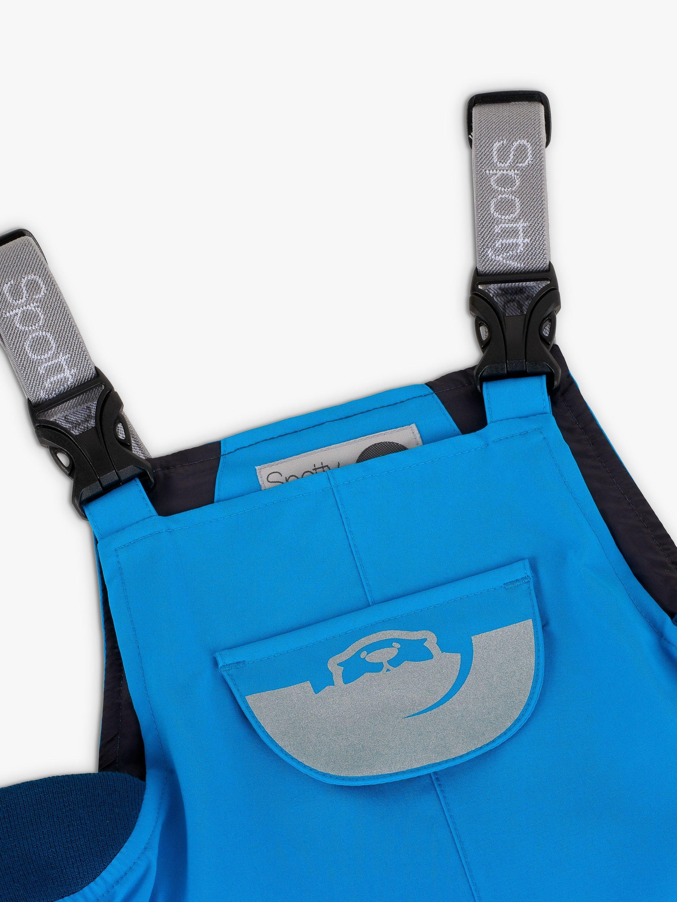 Product image 4 of 5, which shows Spotty Otter Kids' Adventure Waterproof Dungarees, Methyl Blue, 1-2 years