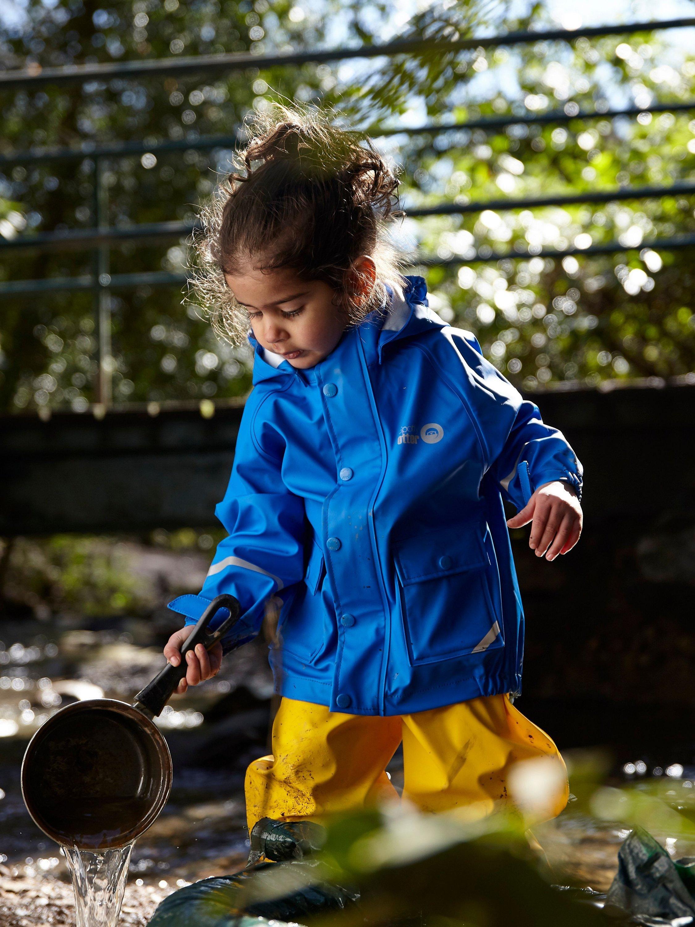 Product image 5 of 5, which shows Spotty Otter Kids' Forest Ranger Waterproof Jacket, Blue, 1-2 years