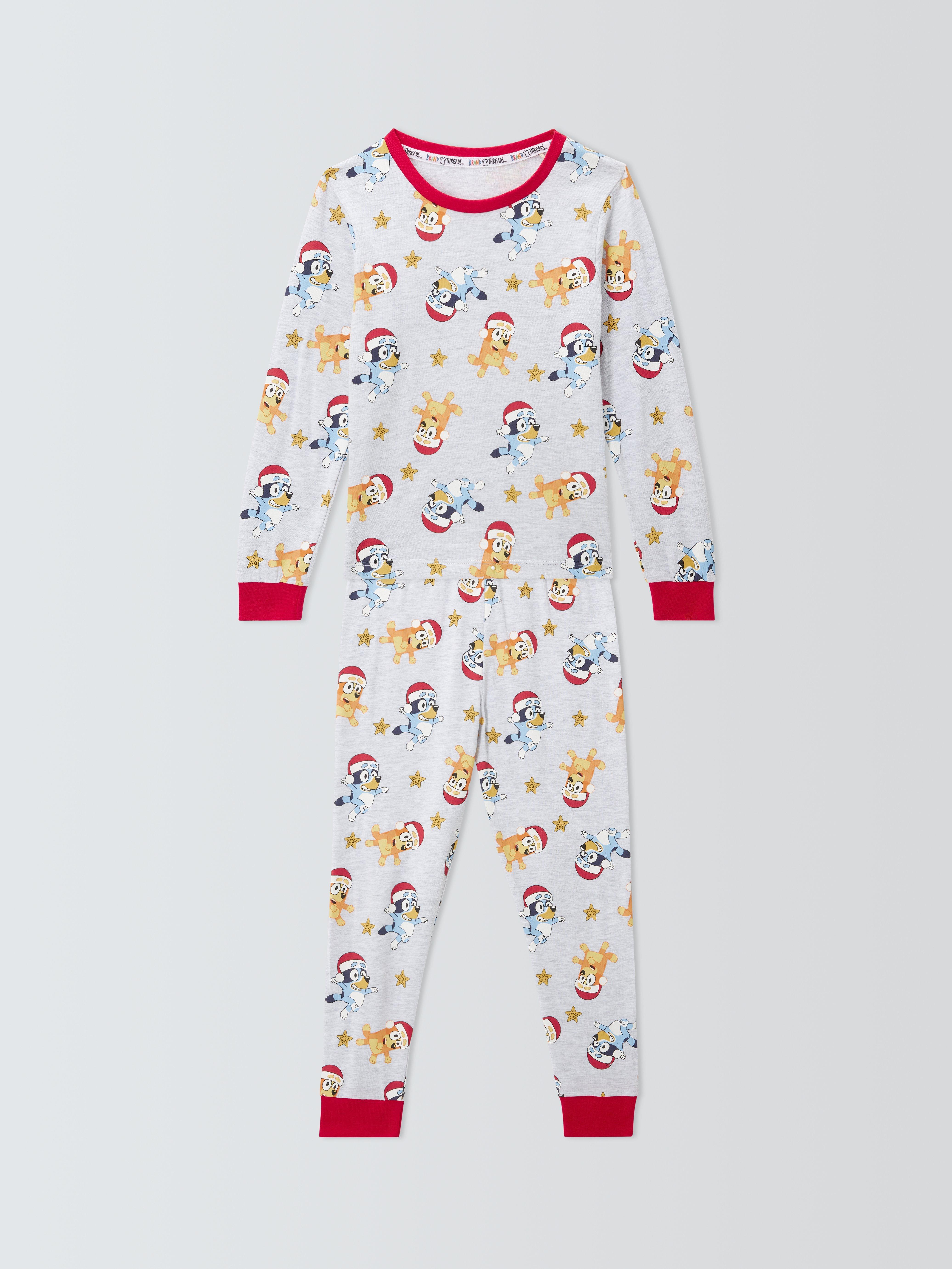 Bluey Brand Threads Kids' Christmas Pyjama Set, Grey Marl