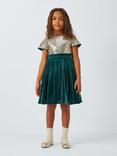 John Lewis Heirloom Collection Half Velvet Party Dress, Green