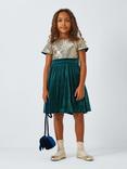 John Lewis Heirloom Collection Half Velvet Party Dress, Green