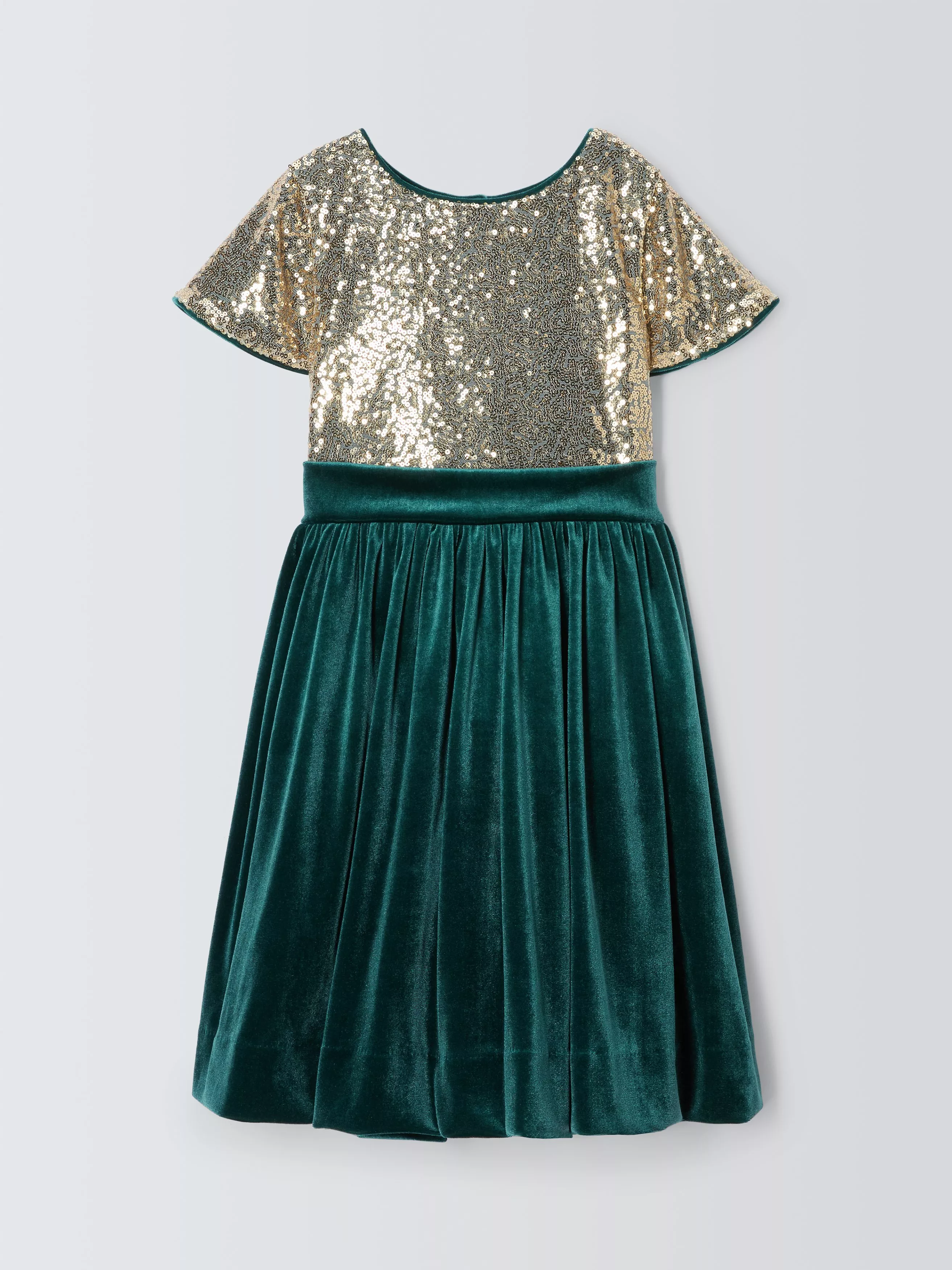 John Lewis Heirloom Collection Half Velvet Party Dress Green