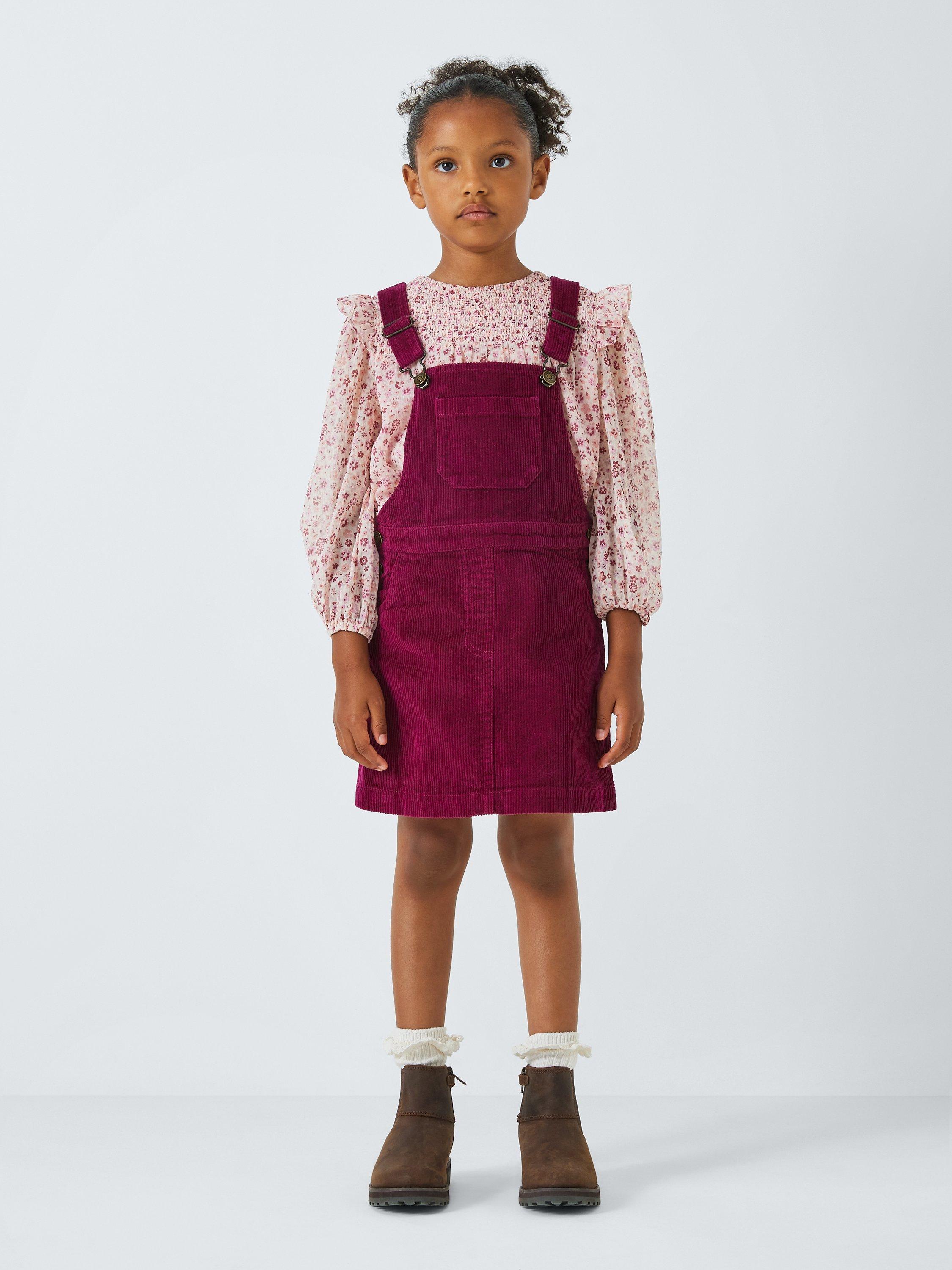 John Lewis Kids Corduroy Pinafore Dress Berry