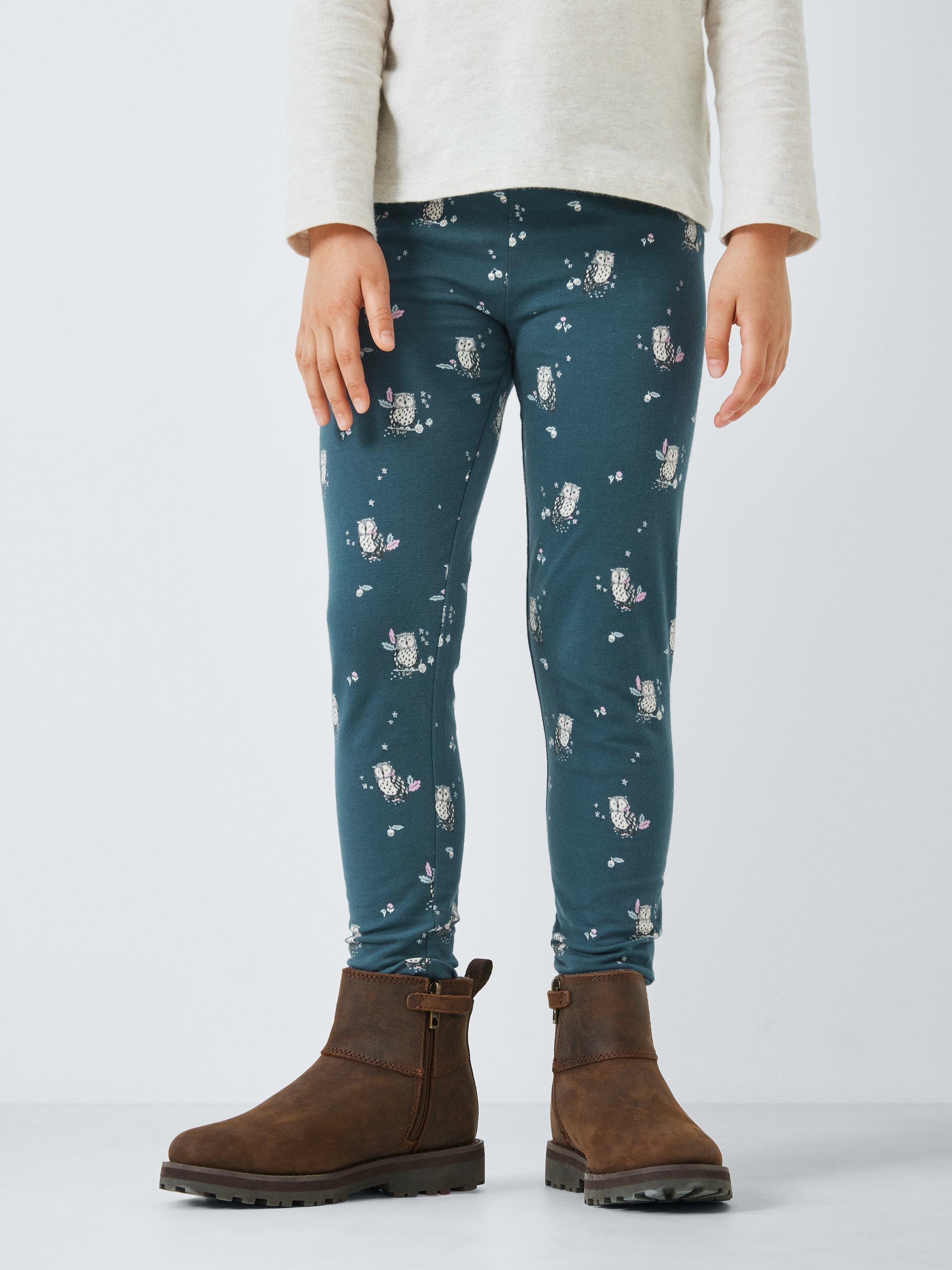 John Lewis Kids' Owl Leggings, Dark Blue