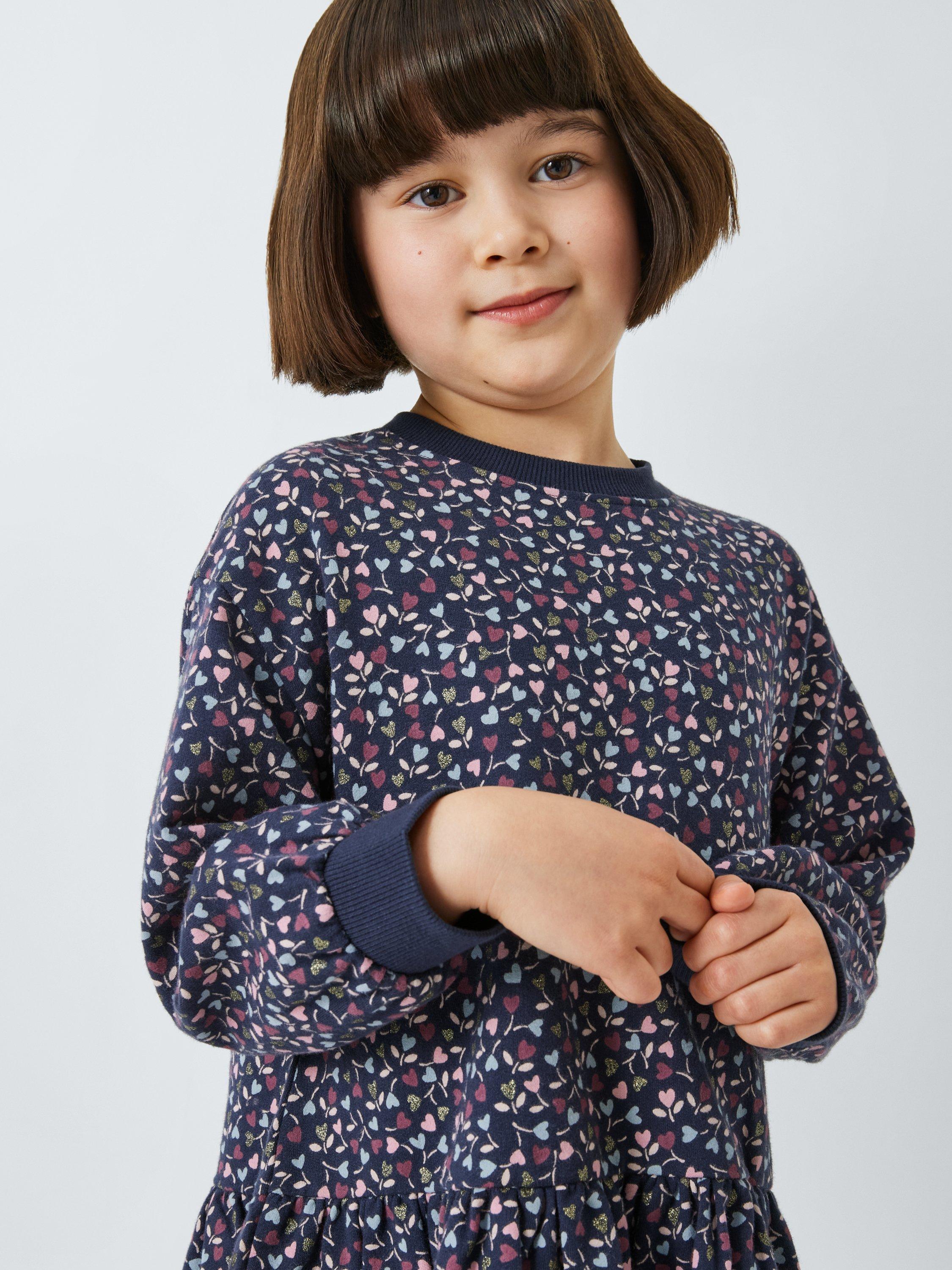 Product image 5 of 8, which shows John Lewis Kids' Hearts Jersey Dress, Navy, 2 years