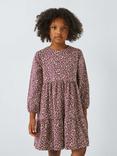 John Lewis Kids' Floral Tiered Dress, Berry