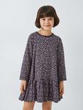 John Lewis Kids' Floral Ruffle Hem Dress, Berry