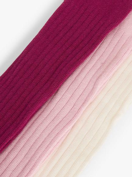 John Lewis Baby Ribbed Organic Cotton Rich Tights, Pack of 3, Multi - view 2, Multi