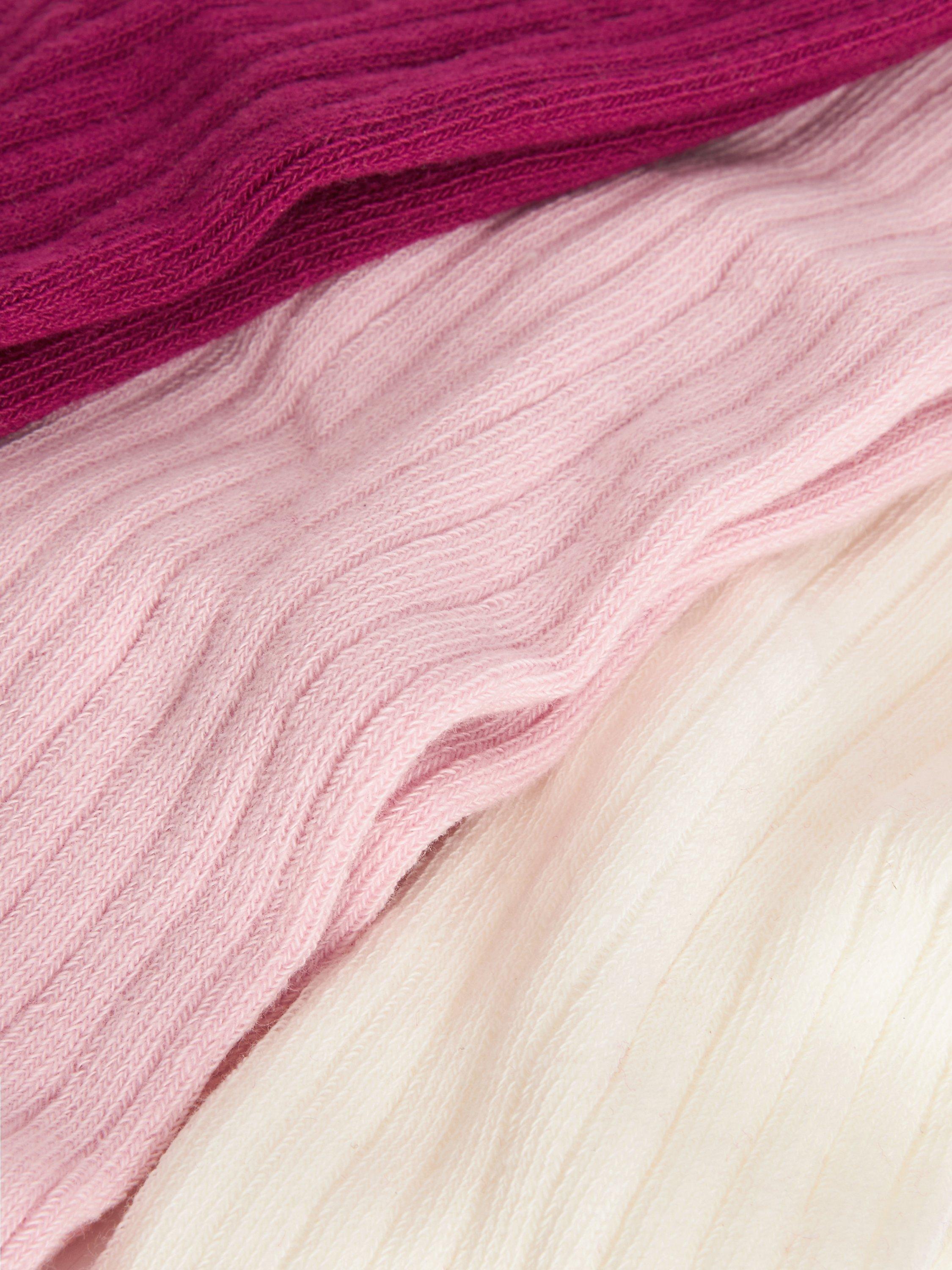 Product image 3 of 3, which shows John Lewis Baby Organic Cotton Blend Ribbed Tights, Pack of 3, Multi, 0-6 months