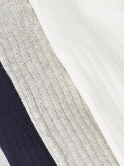 John Lewis Baby Organic Cotton Blend Ribbed Tights, Pack of 3, Multi - view 2, Multi