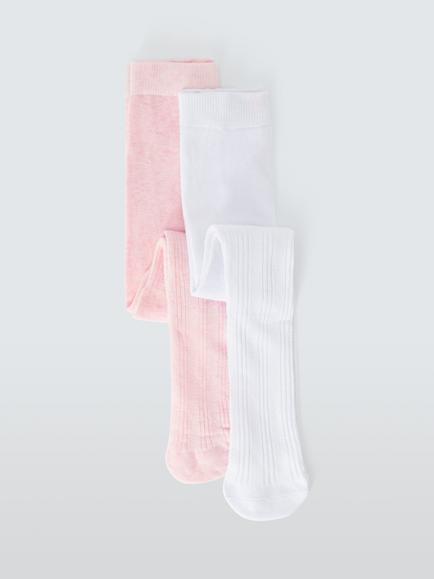 John Lewis Baby Textured Organic Cotton Rich Tights, Pack of 2, Multi, Multi