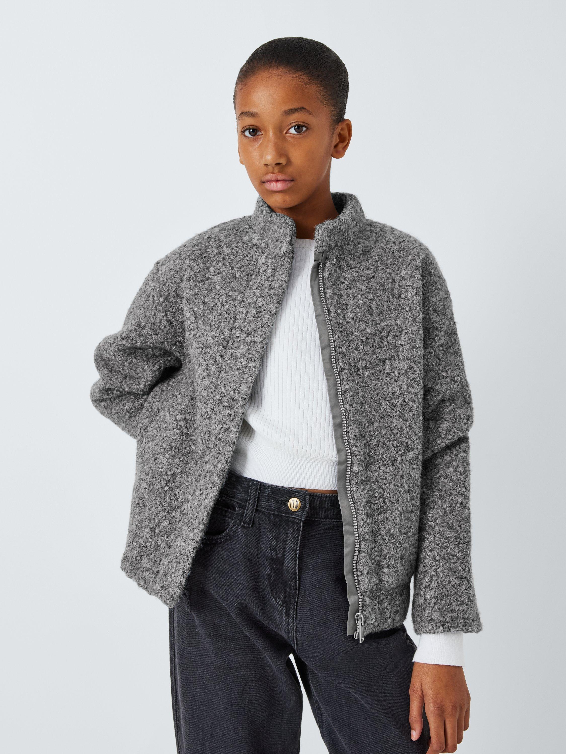 John Lewis Boucle Bomber Jacket Dark Grey