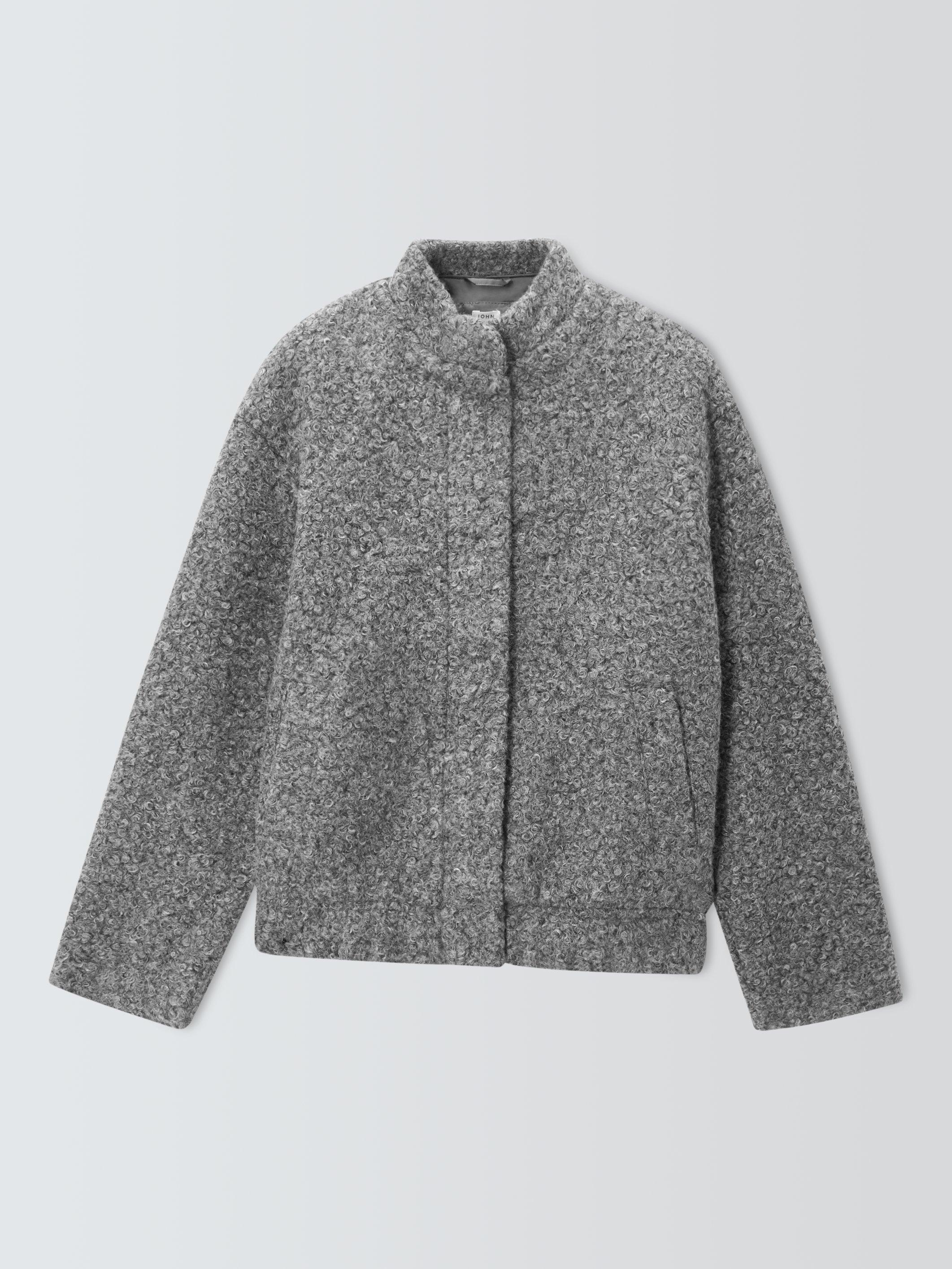 John Lewis Boucle Bomber Jacket Dark Grey